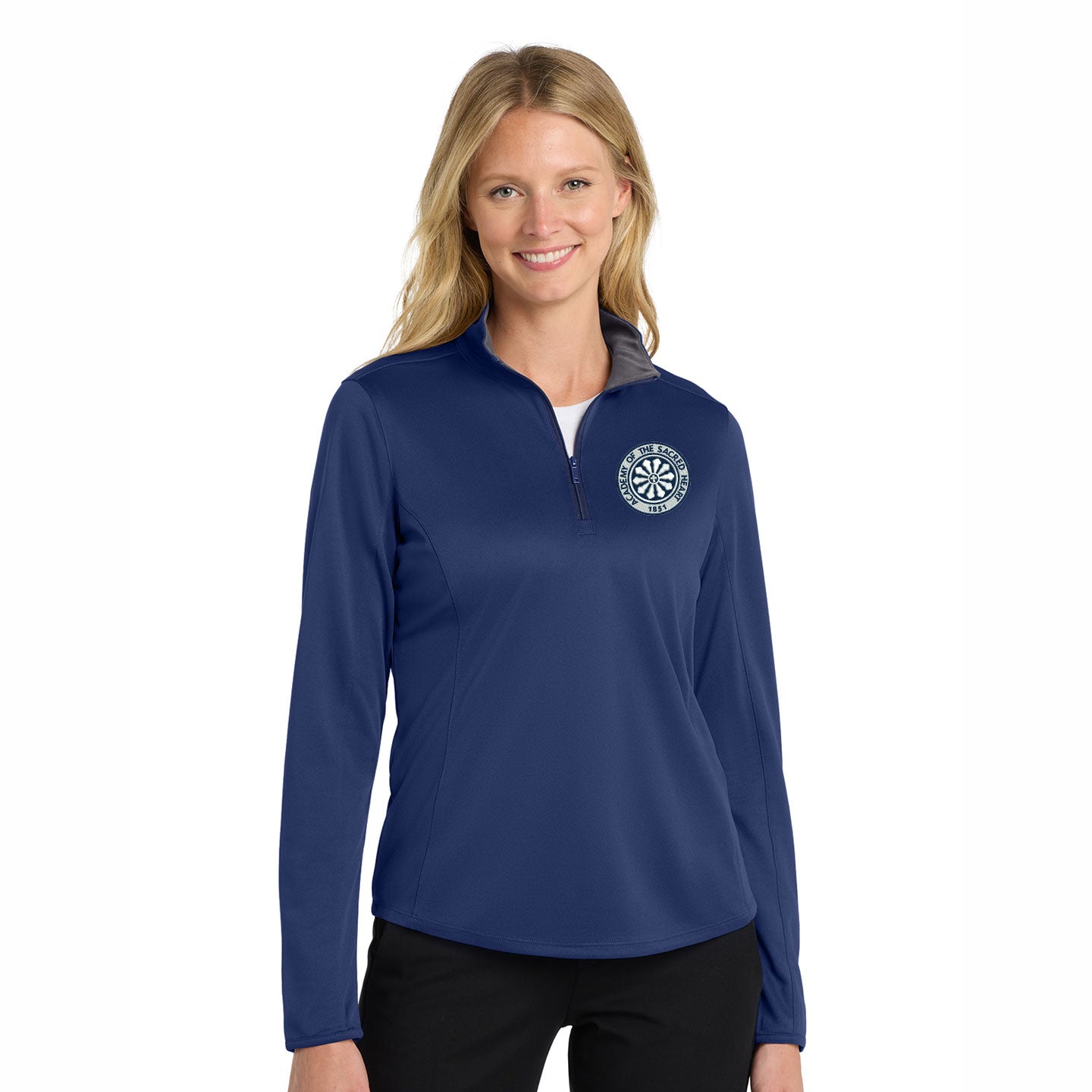 ASH -  Embroidered Rose Window Women's Port Authority Silk Touch 1/4-Zip