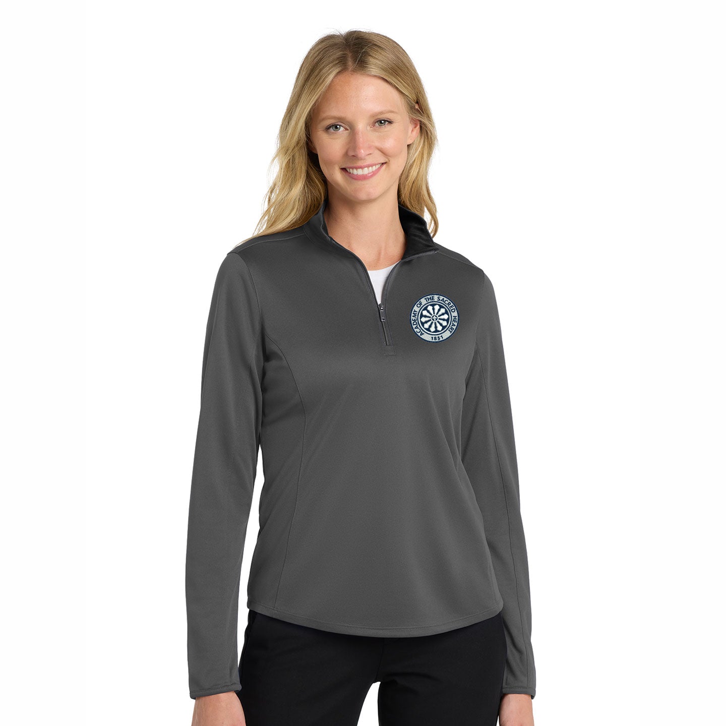 ASH -  Embroidered Rose Window Women's Port Authority Silk Touch 1/4-Zip