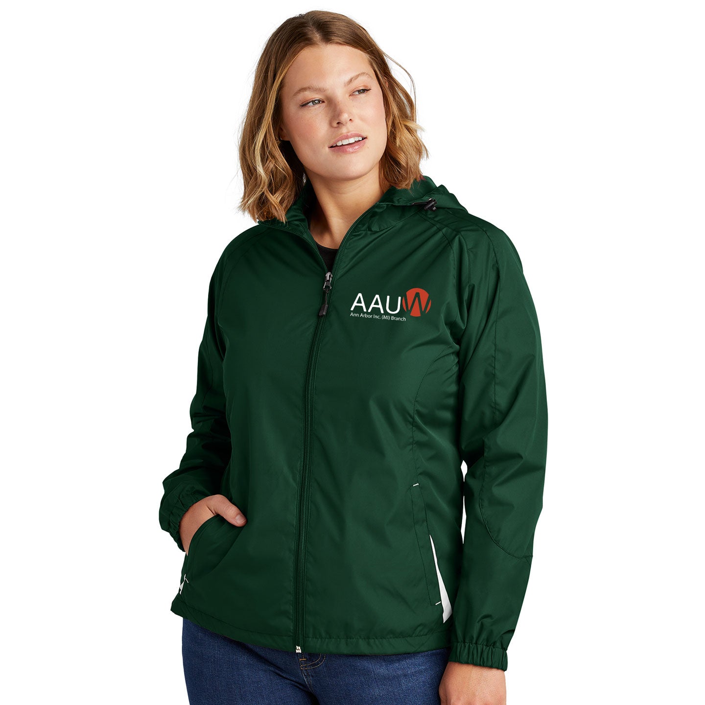 AAUW - Embroidered Sport-Tek Ladies Colorblock Hooded Raglan Jacket