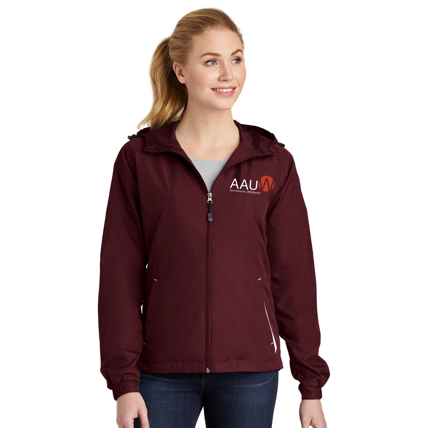 AAUW - Embroidered Sport-Tek Ladies Colorblock Hooded Raglan Jacket