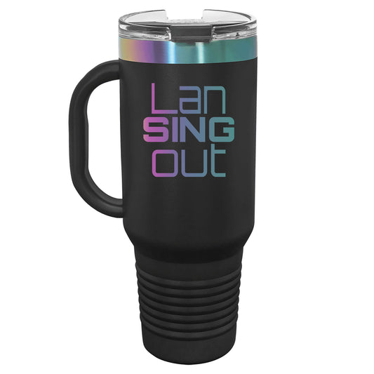 LanSINGout - Stacked Logo Prism Engraved Polar Camel 40oz Travel Mug