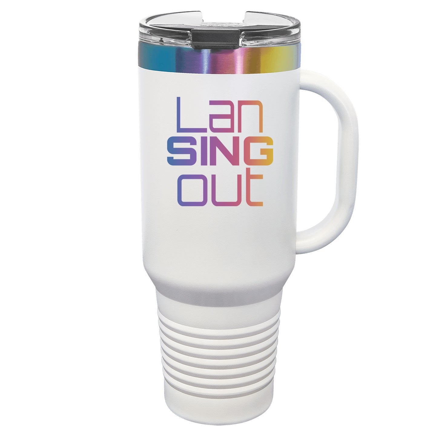 LanSINGout - Stacked Logo Prism Engraved Polar Camel 40oz Travel Mug