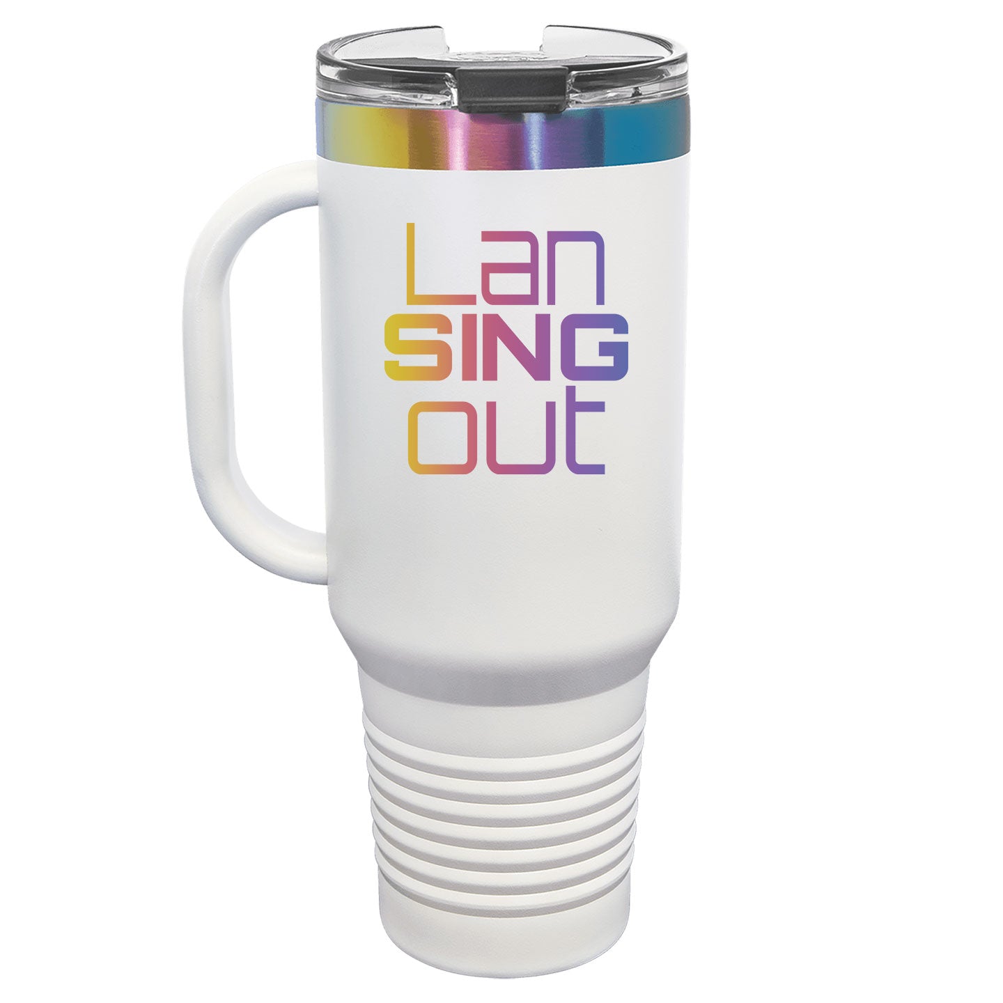 LanSINGout - Stacked Logo Prism Engraved Polar Camel 40oz Travel Mug