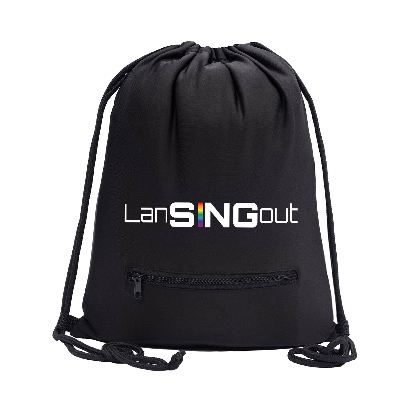 LanSINGout - Wide Logo Melange Drawstring Bag With Zipper Pocket