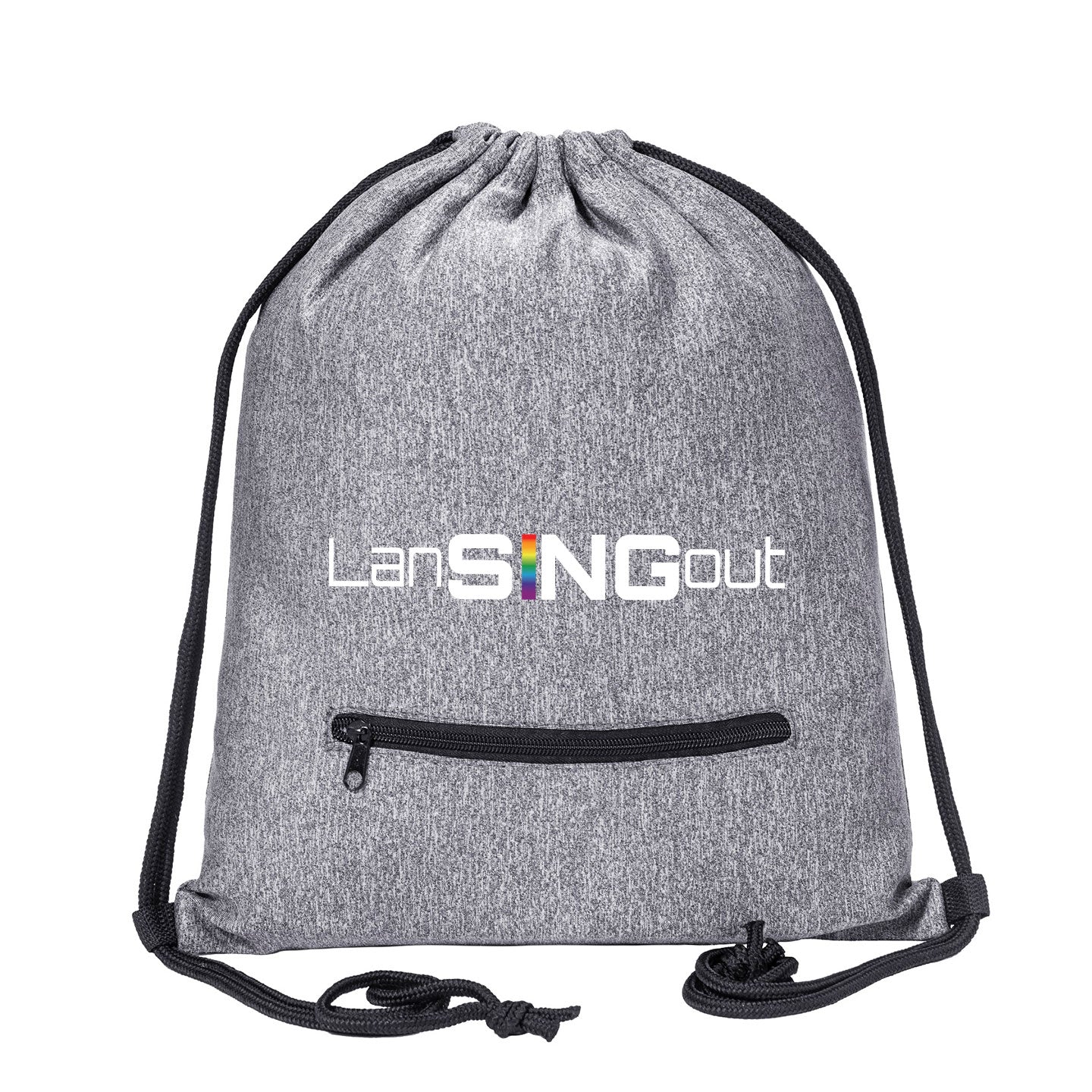 LanSINGout - Wide Logo Melange Drawstring Bag With Zipper Pocket