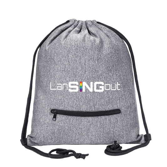 LanSINGout - Wide Logo Melange Drawstring Bag With Zipper Pocket