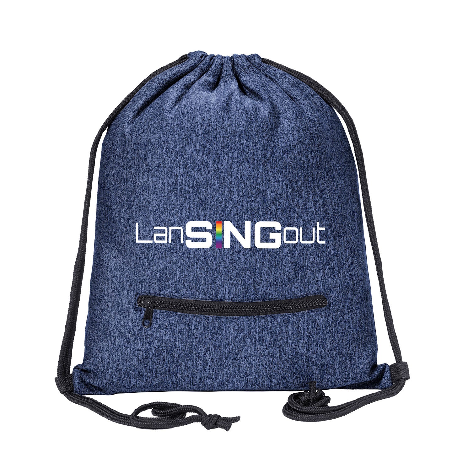 LanSINGout - Wide Logo Melange Drawstring Bag With Zipper Pocket