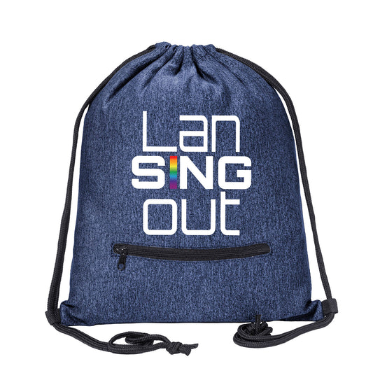 LanSINGout - Stacked Logo Melange Drawstring Bag With Zipper Pocket