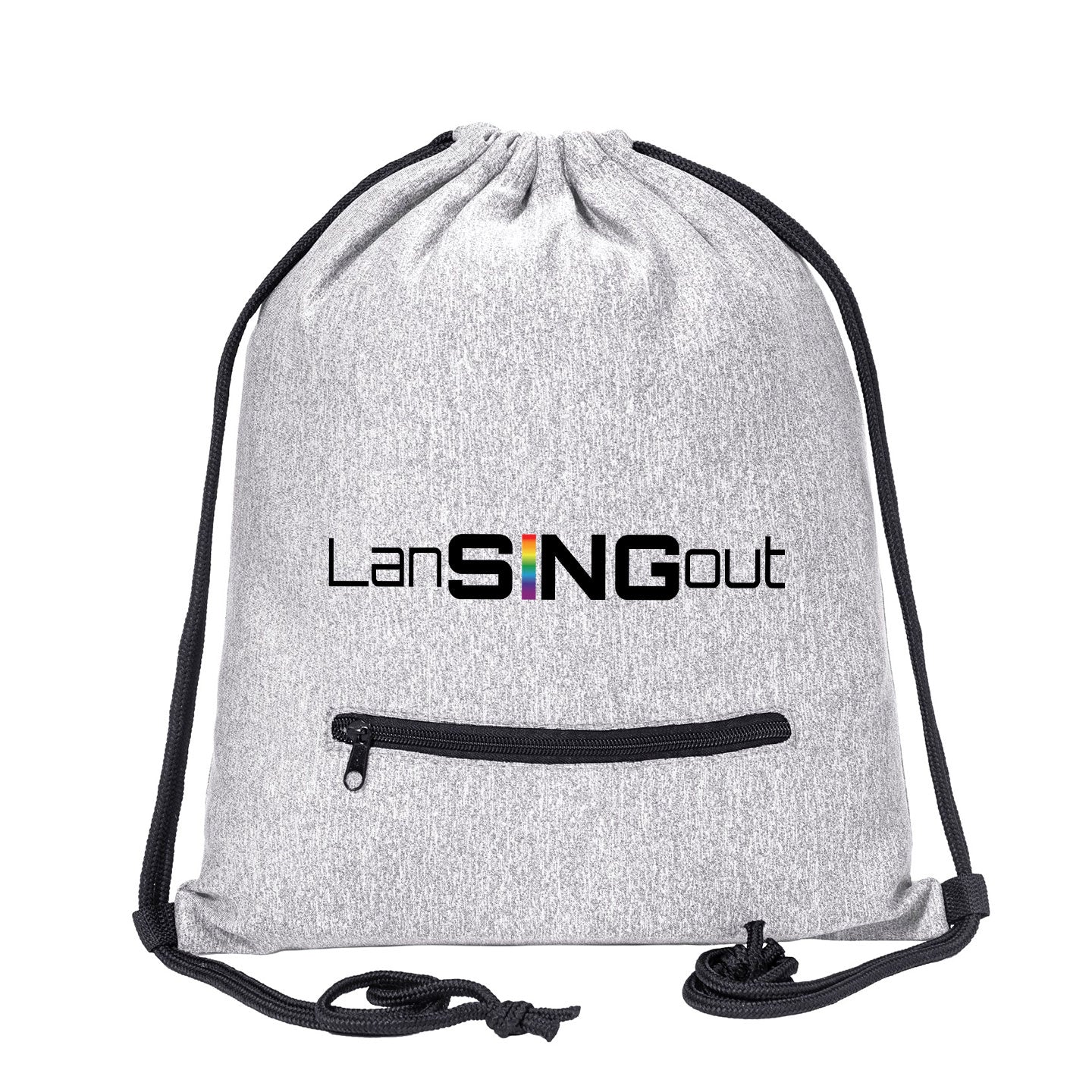 LanSINGout - Wide Logo Melange Drawstring Bag With Zipper Pocket