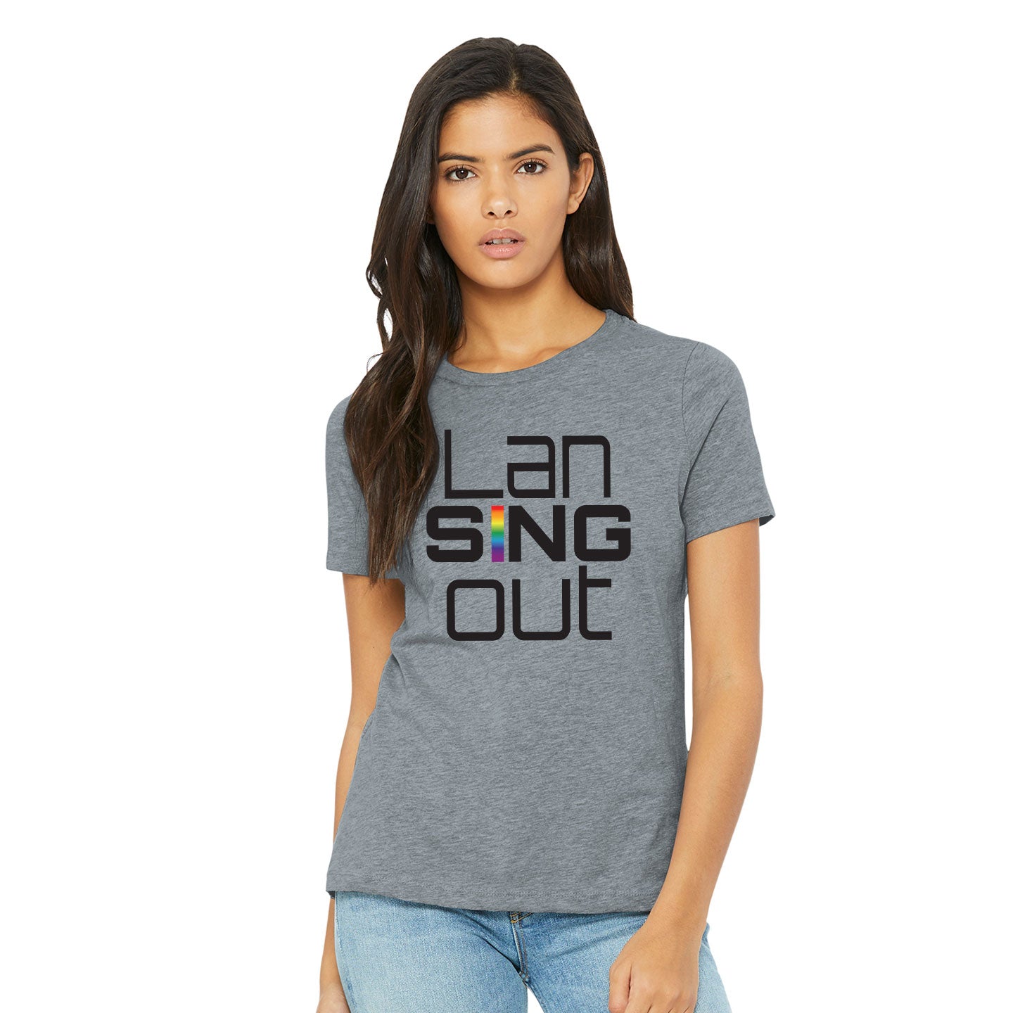 LanSINGout - Stacked Logo Printed Women's Bella+Canvas Blend Relaxed Tee