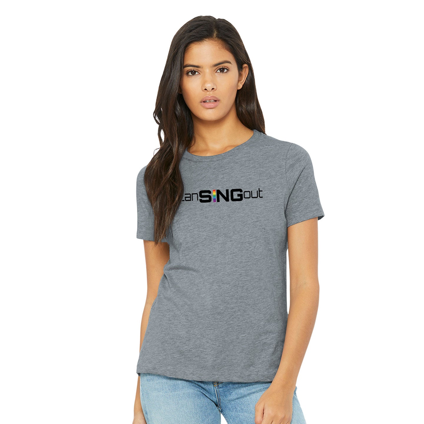 LanSINGout - Wide Logo Printed Women's Bella+Canvas Blend Relaxed Tee