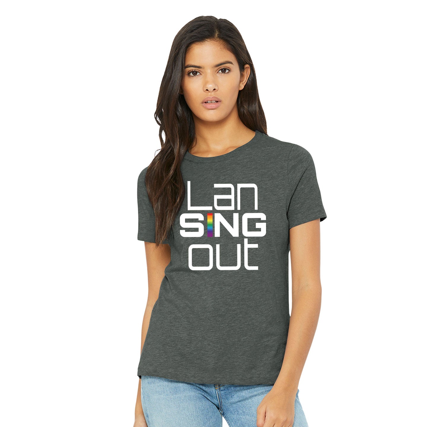 LanSINGout - Stacked Logo Printed Women's Bella+Canvas Blend Relaxed Tee