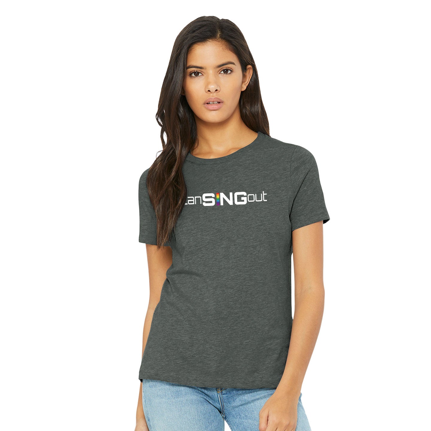 LanSINGout - Wide Logo Printed Women's Bella+Canvas Blend Relaxed Tee