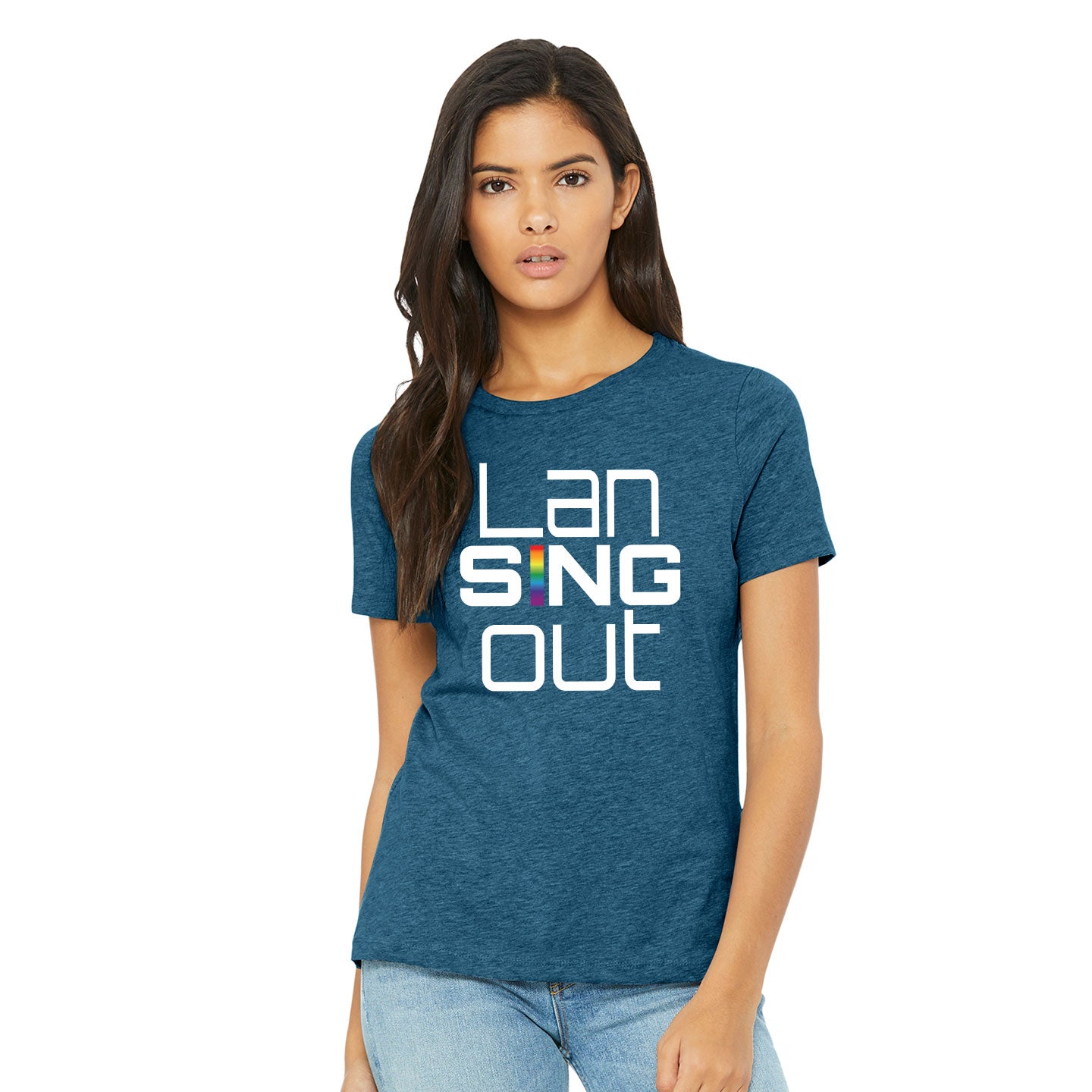LanSINGout - Stacked Logo Printed Women's Bella+Canvas Blend Relaxed Tee