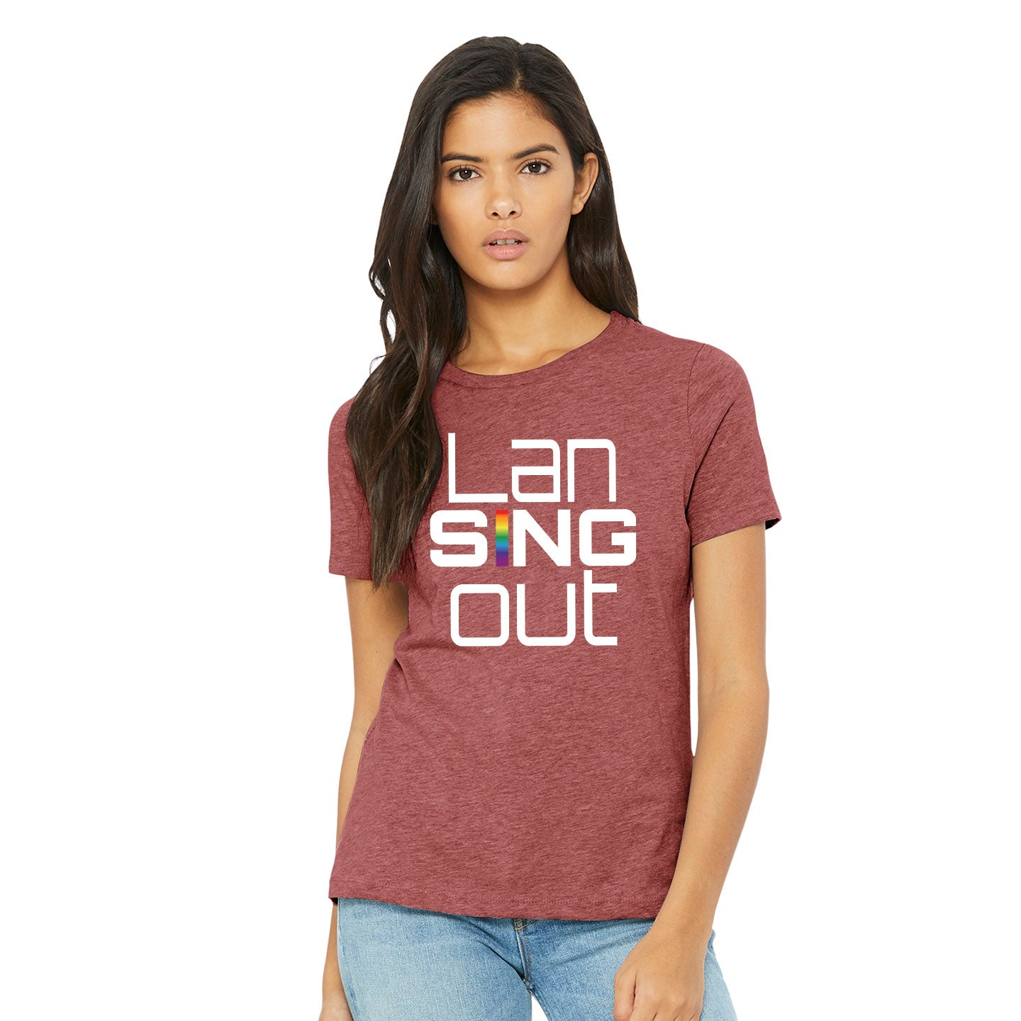 LanSINGout - Stacked Logo Printed Women's Bella+Canvas Blend Relaxed Tee