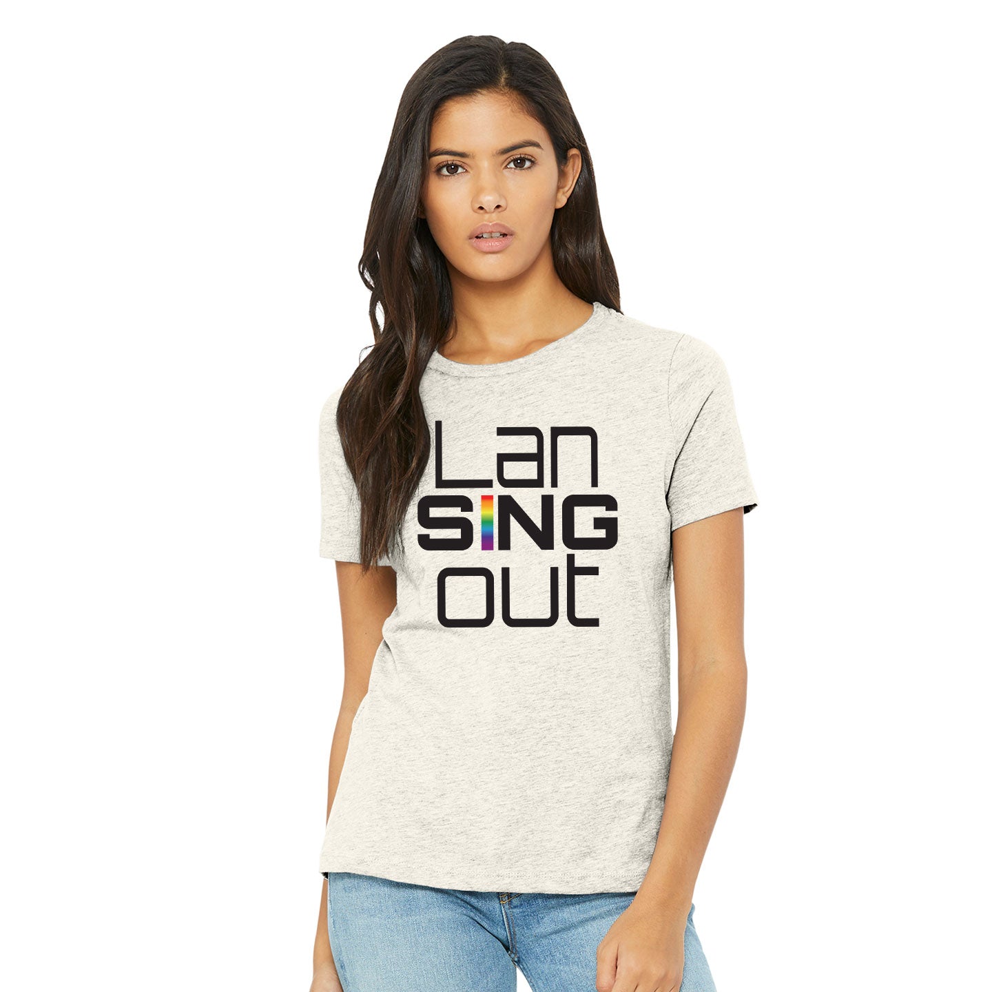 LanSINGout - Stacked Logo Printed Women's Bella+Canvas Blend Relaxed Tee