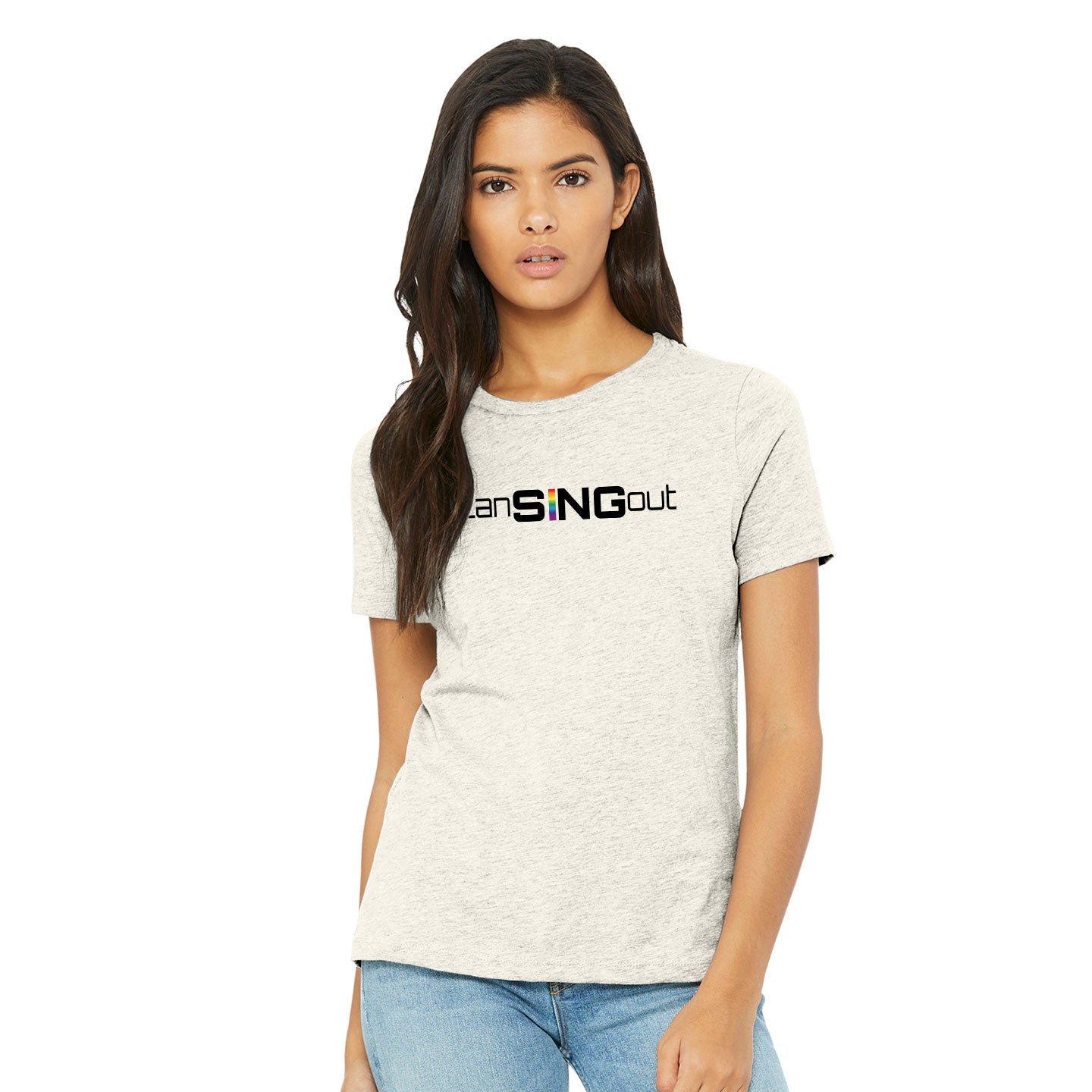 LanSINGout - Wide Logo Printed Women's Bella+Canvas Blend Relaxed Tee
