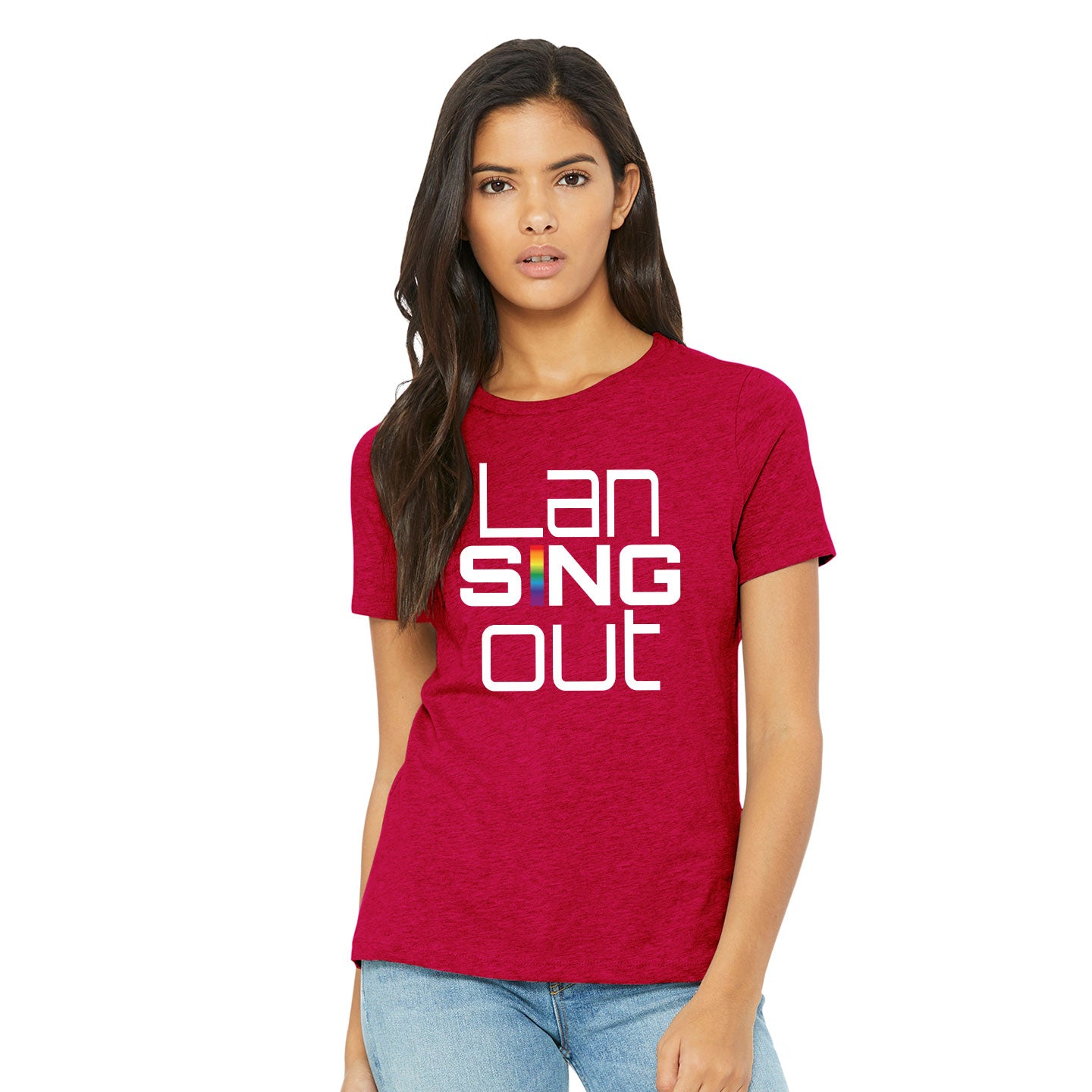 LanSINGout - Stacked Logo Printed Women's Bella+Canvas Blend Relaxed Tee