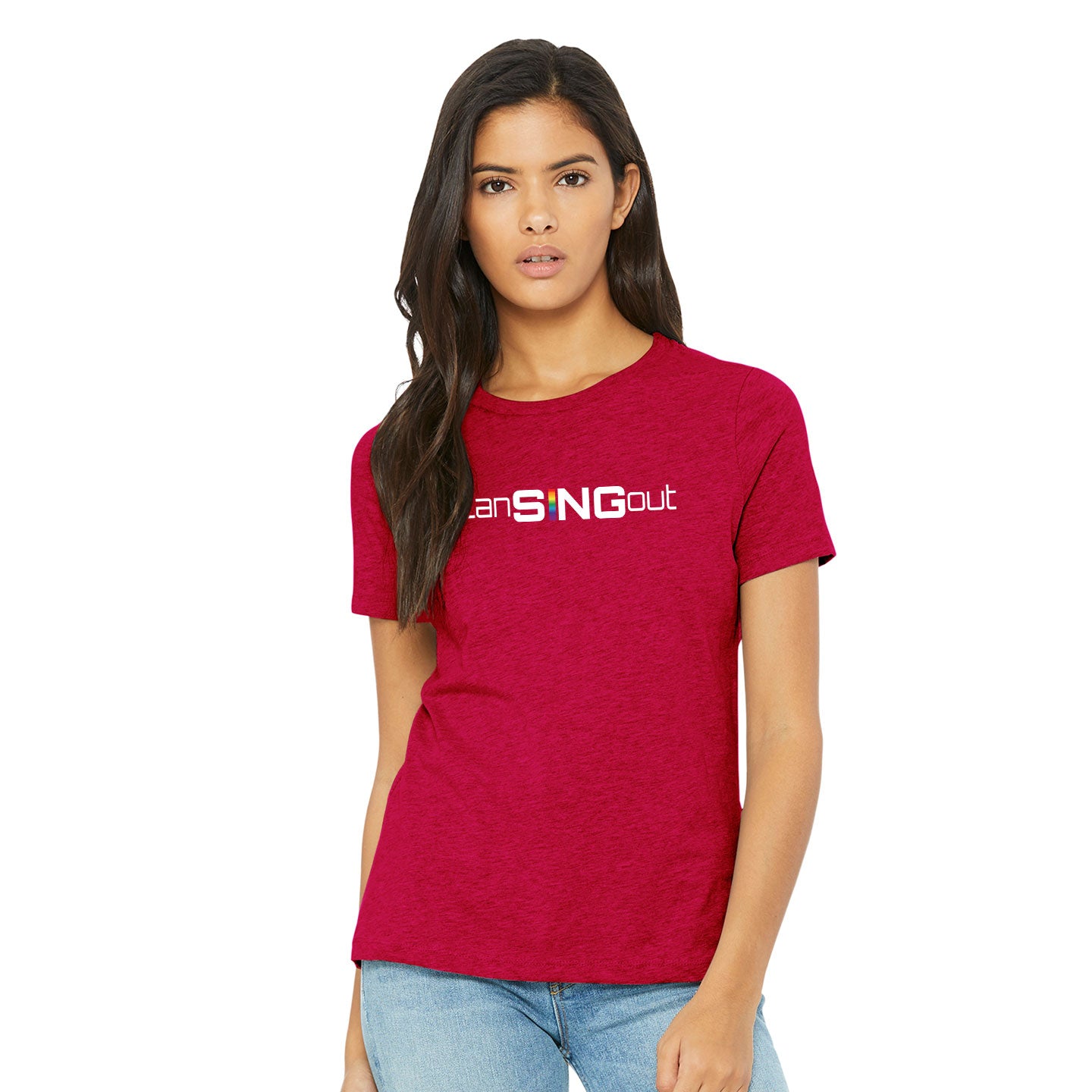 LanSINGout - Wide Logo Printed Women's Bella+Canvas Blend Relaxed Tee