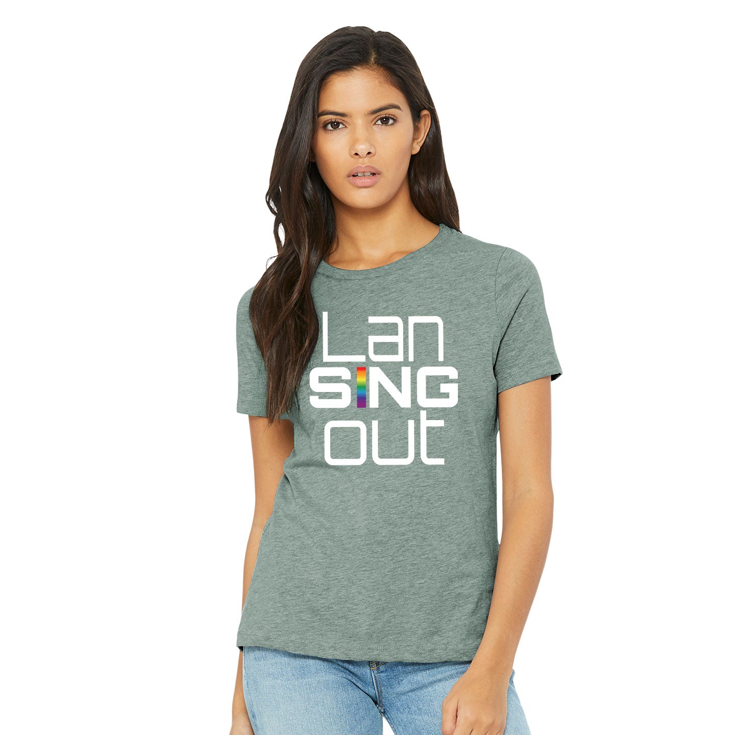 LanSINGout - Stacked Logo Printed Women's Bella+Canvas Blend Relaxed Tee