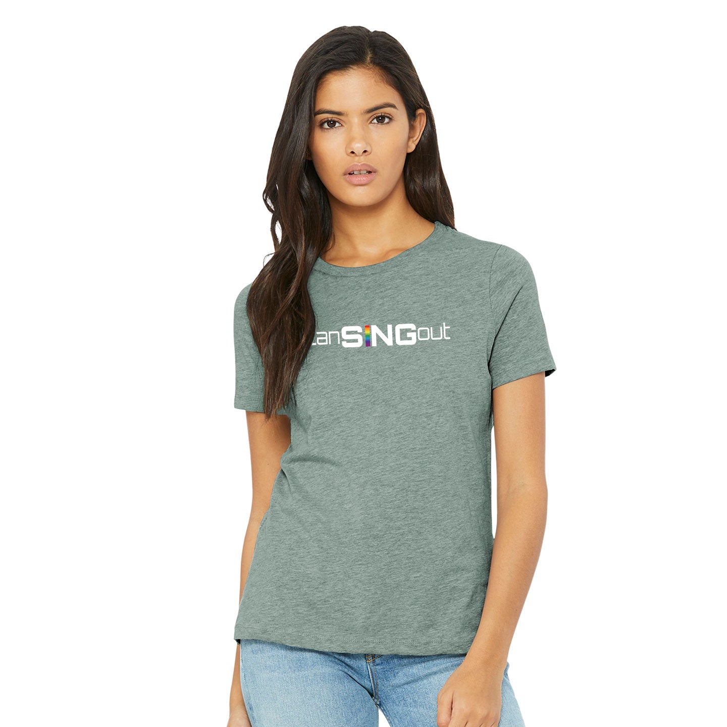 LanSINGout - Wide Logo Printed Women's Bella+Canvas Blend Relaxed Tee