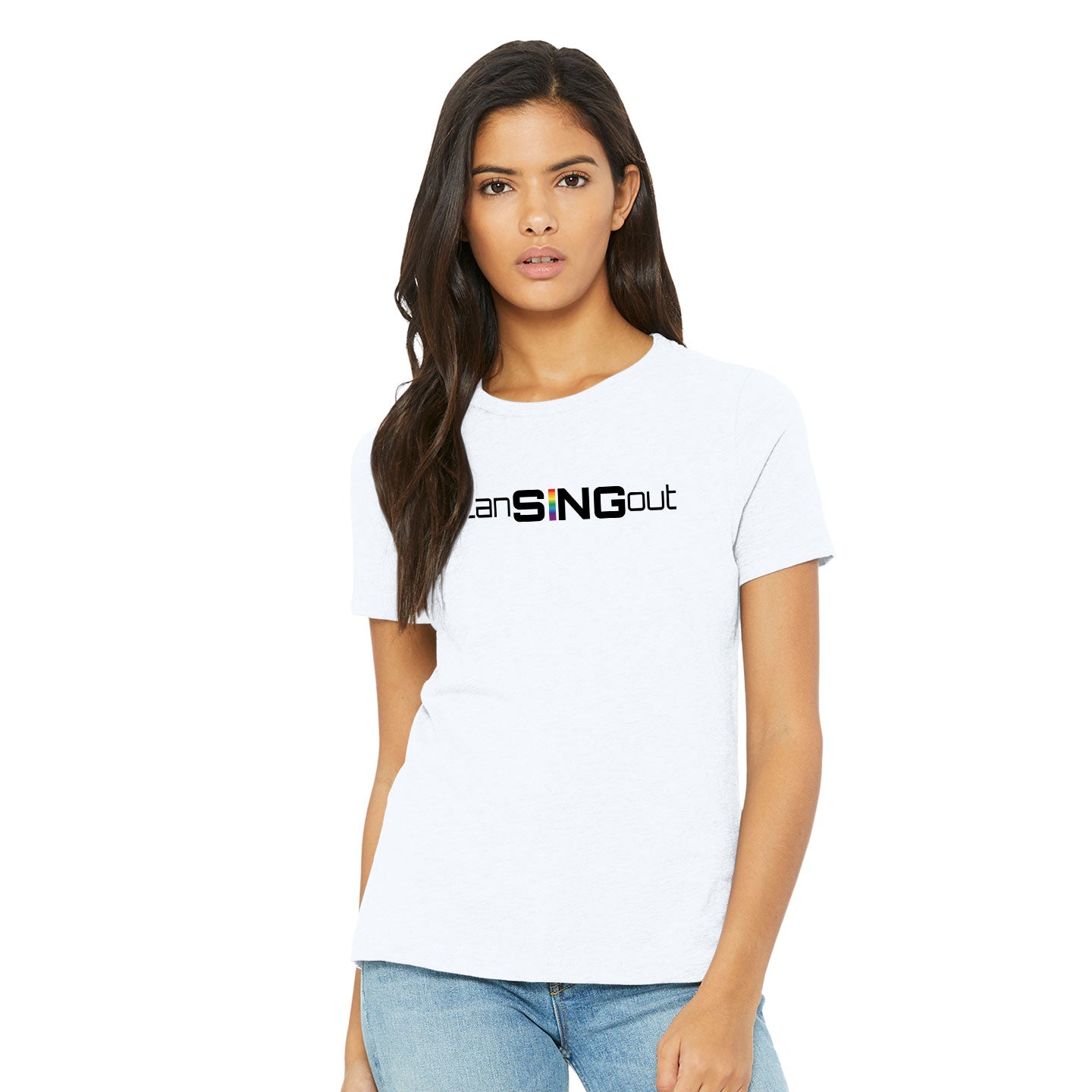 LanSINGout - Wide Logo Printed Women's Bella+Canvas Blend Relaxed Tee