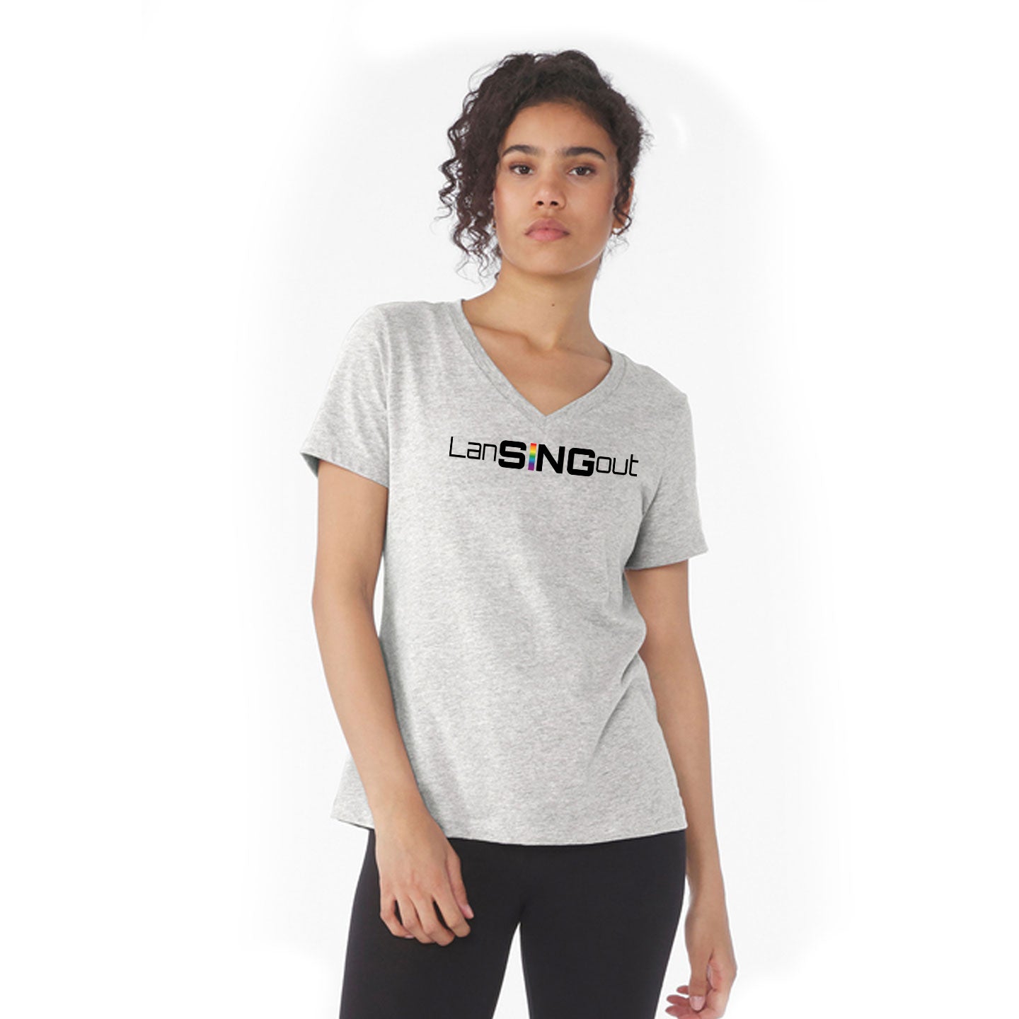 LanSINGout - Wide Logo Printed Women's Bella+Canvas V-Neck Relaxed Tee