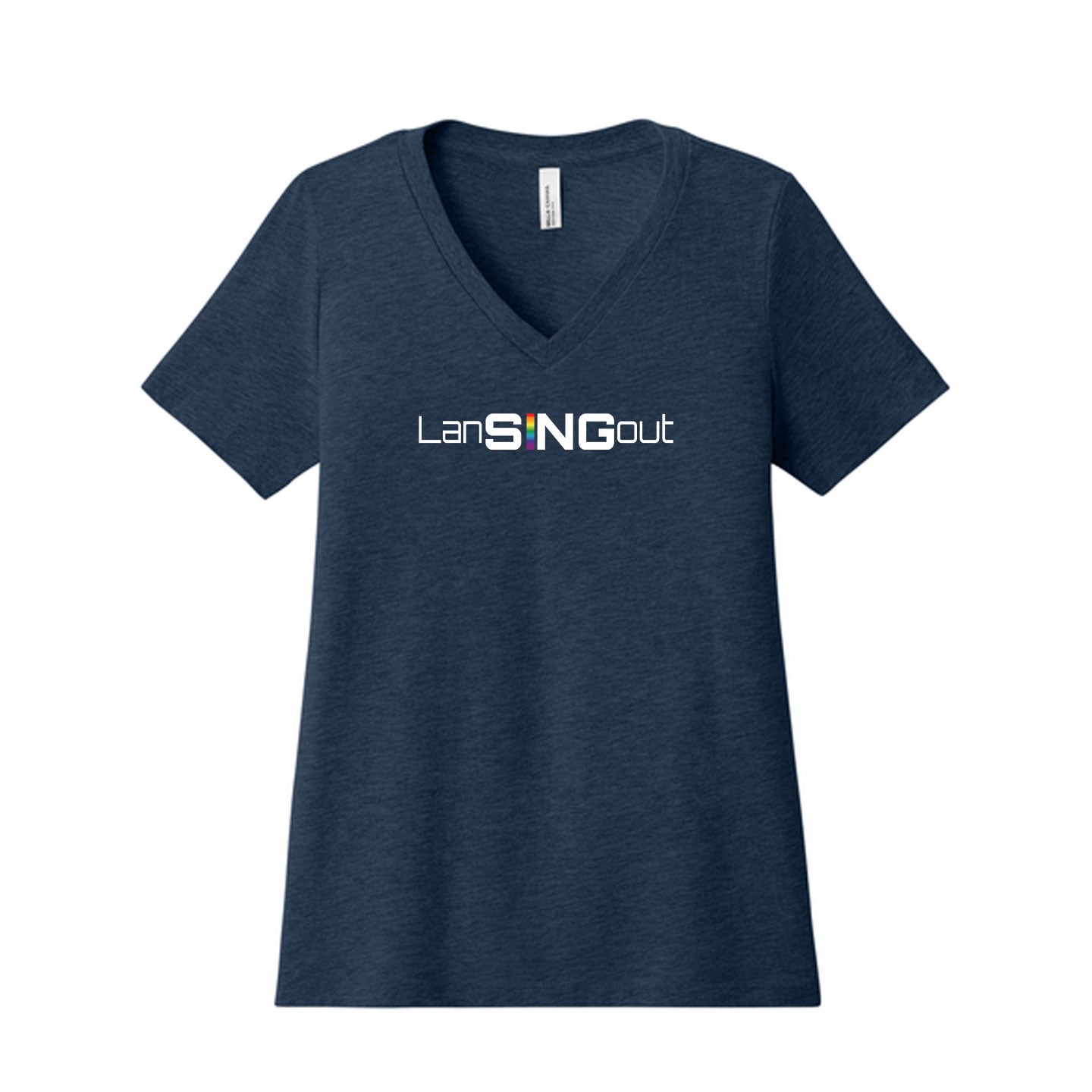 LanSINGout - Wide Logo Printed Women's Bella+Canvas V-Neck Relaxed Tee