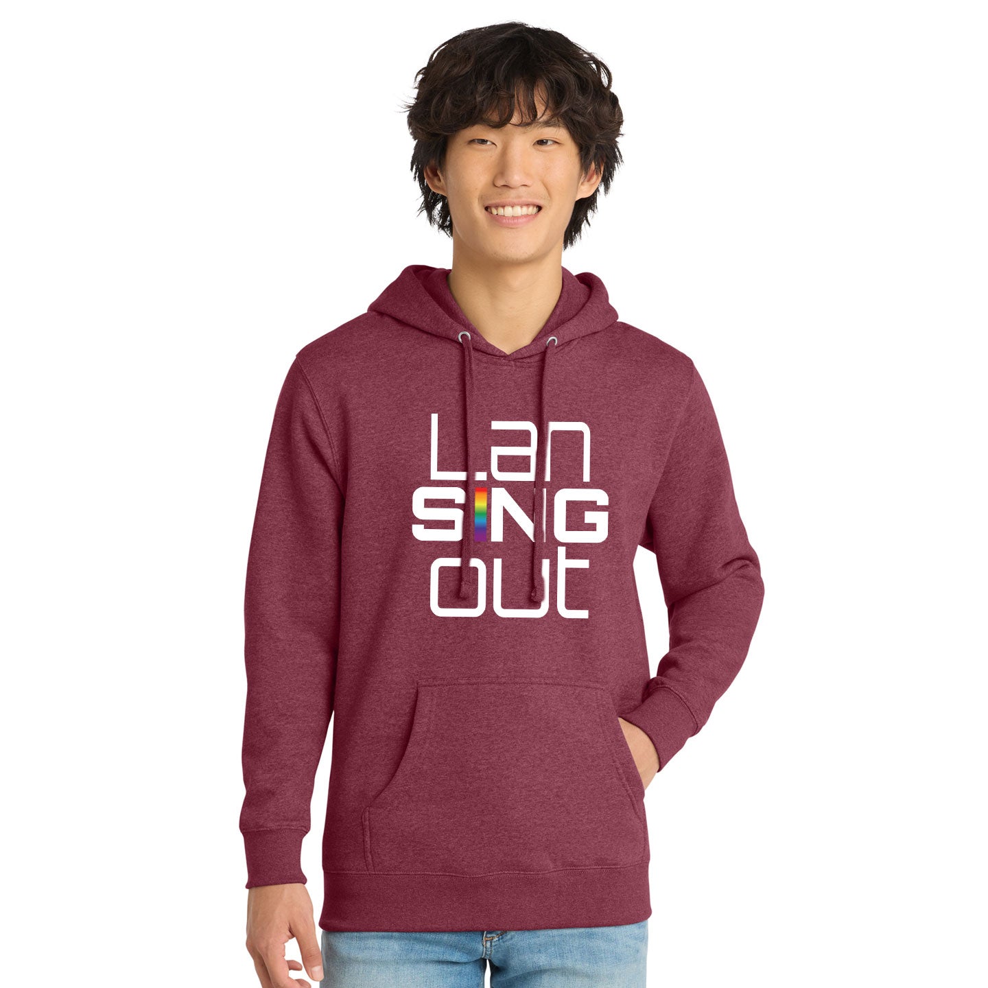 LanSINGout - Stacked Logo Printed Unisex District VIT Fleece Pullover Hoodie
