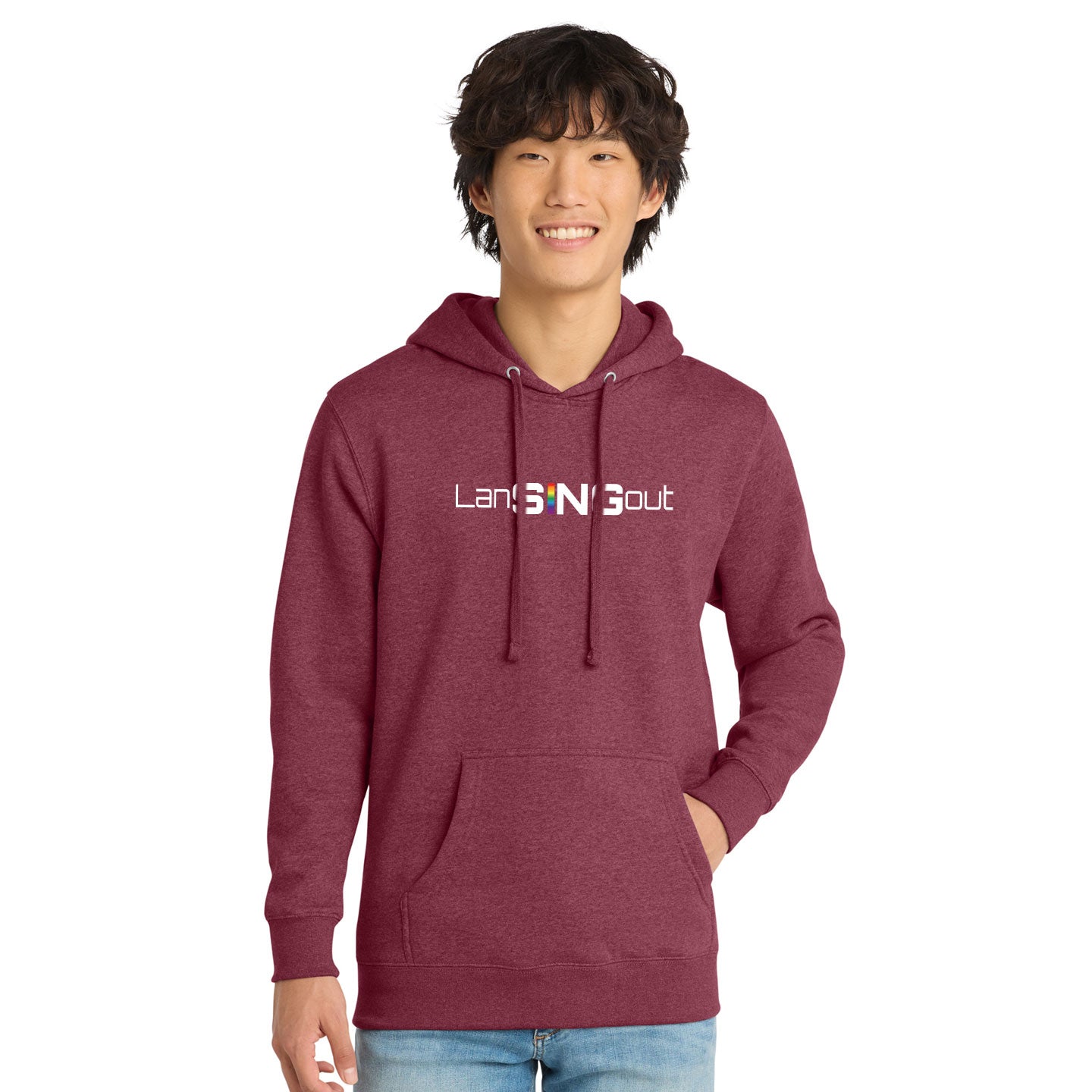LanSINGout - Wide Logo Printed Unisex District VIT Fleece Pullover Hoodie