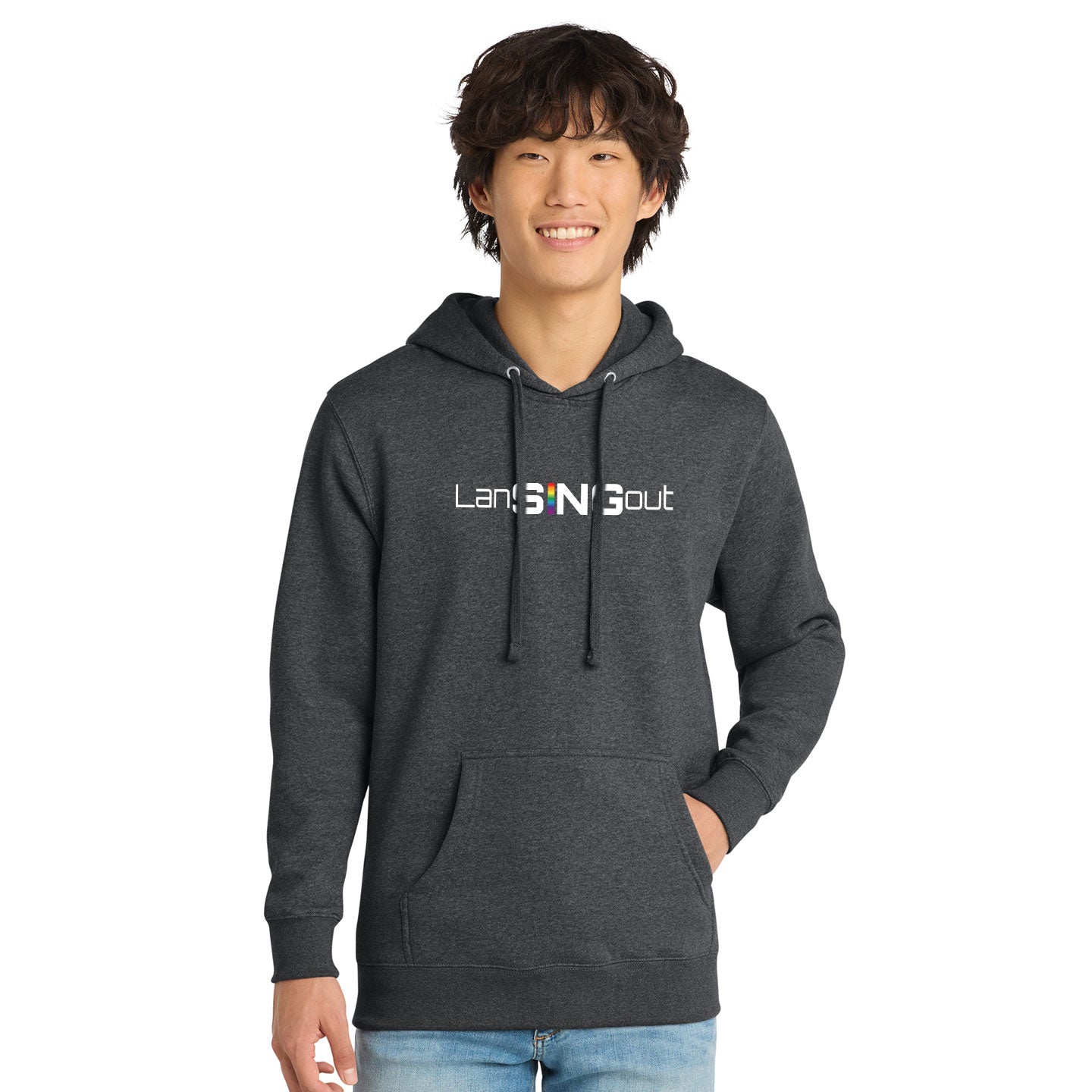 LanSINGout - Wide Logo Printed Unisex District VIT Fleece Pullover Hoodie