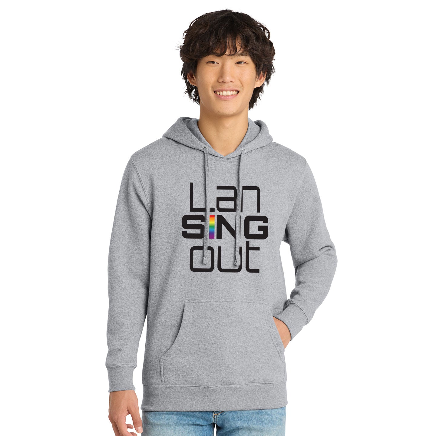 LanSINGout - Stacked Logo Printed Unisex District VIT Fleece Pullover Hoodie