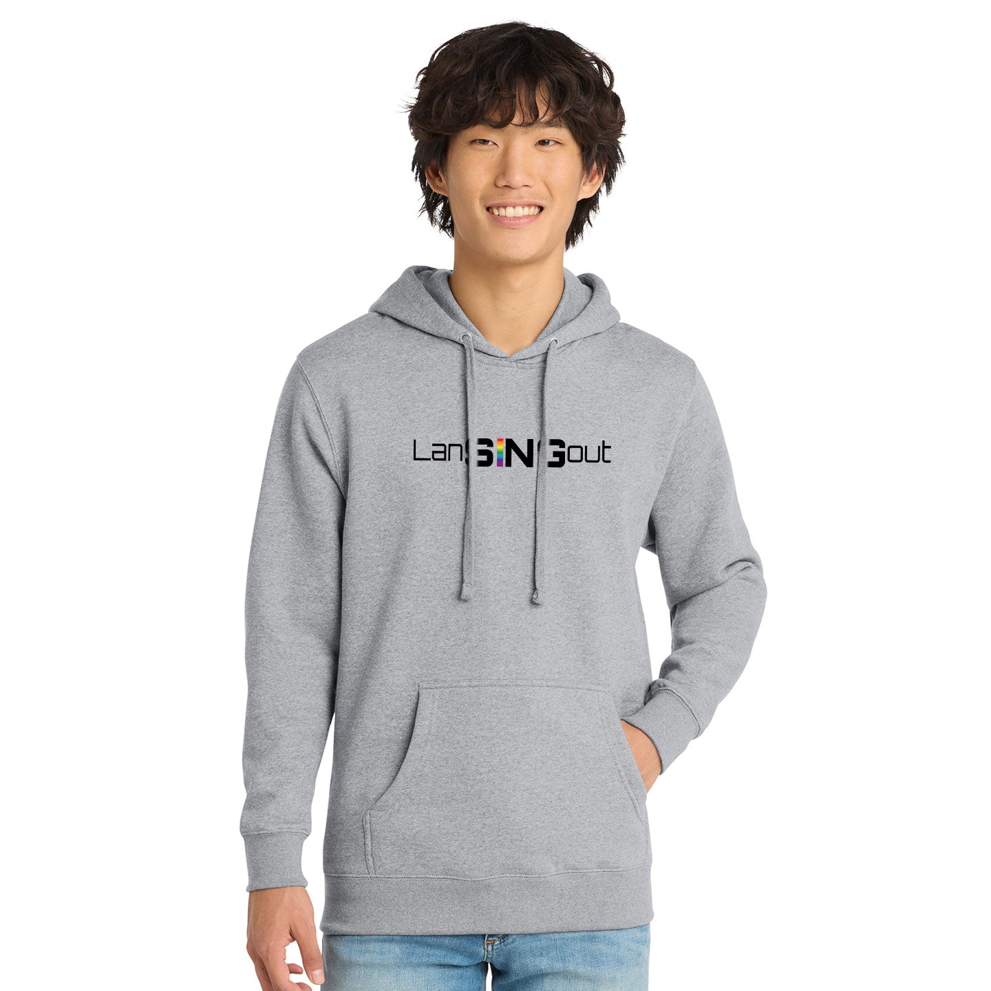 LanSINGout - Wide Logo Printed Unisex District VIT Fleece Pullover Hoodie