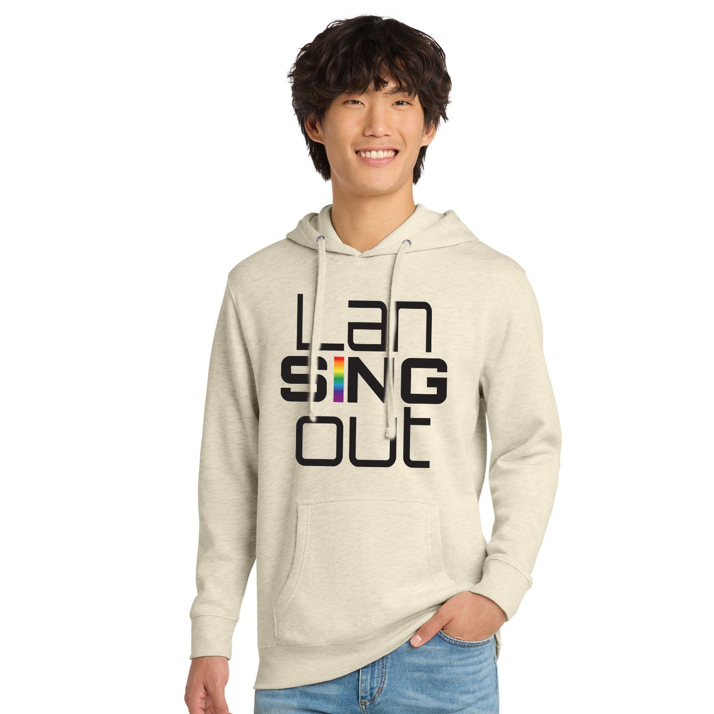 LanSINGout - Stacked Logo Printed Unisex District VIT Fleece Pullover Hoodie