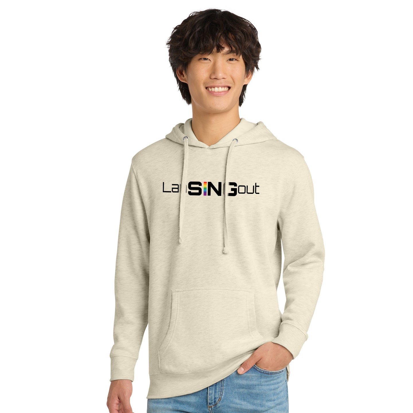 LanSINGout - Wide Logo Printed Unisex District VIT Fleece Pullover Hoodie