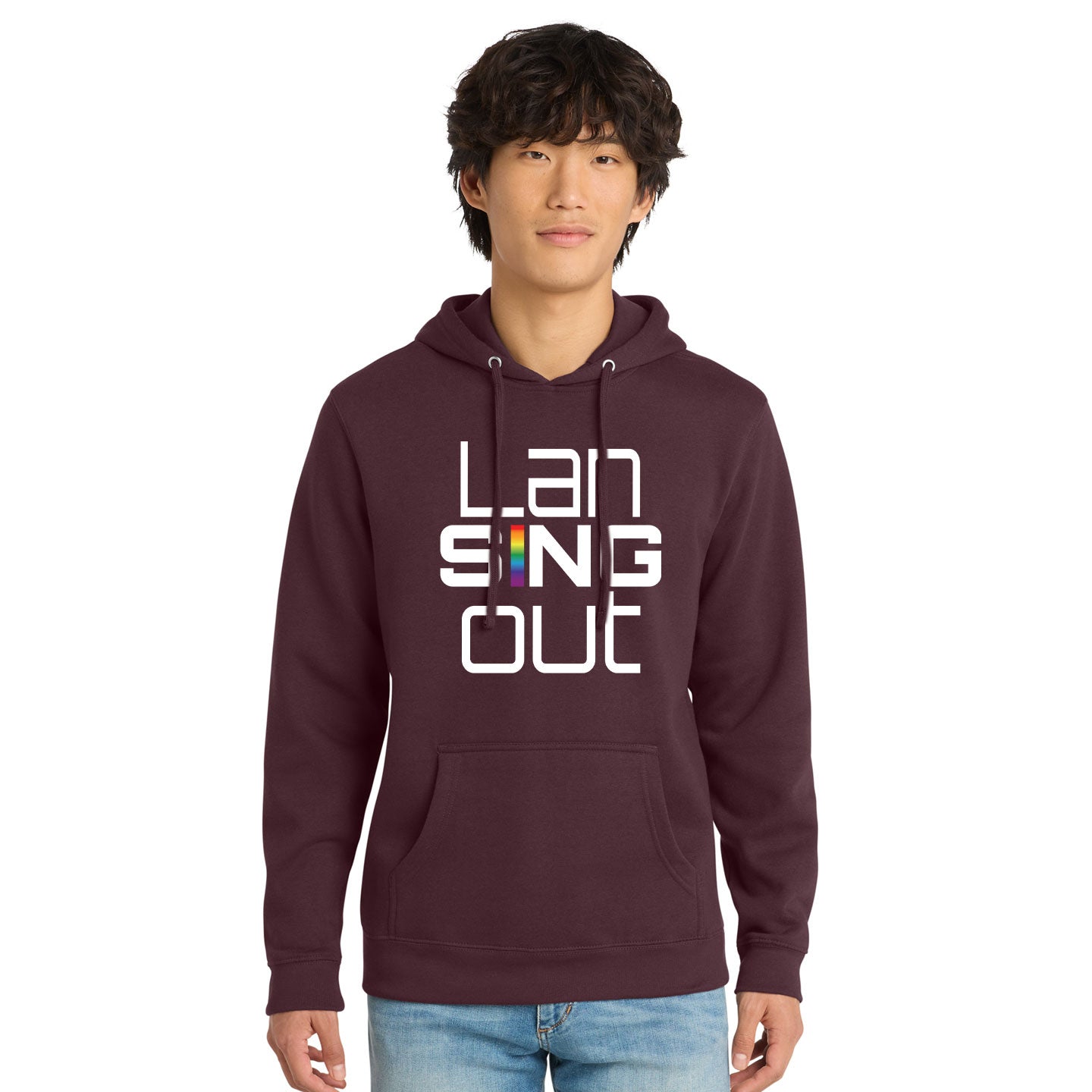 LanSINGout - Stacked Logo Printed Unisex District VIT Fleece Pullover Hoodie