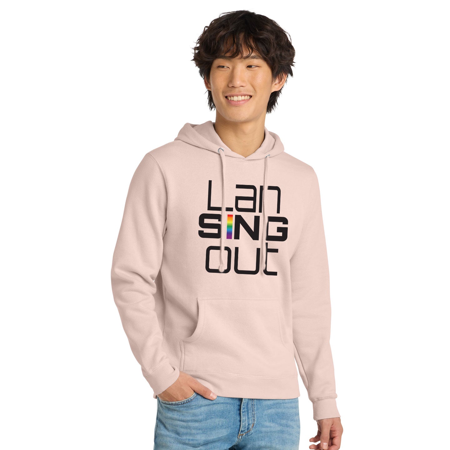 LanSINGout - Stacked Logo Printed Unisex District VIT Fleece Pullover Hoodie
