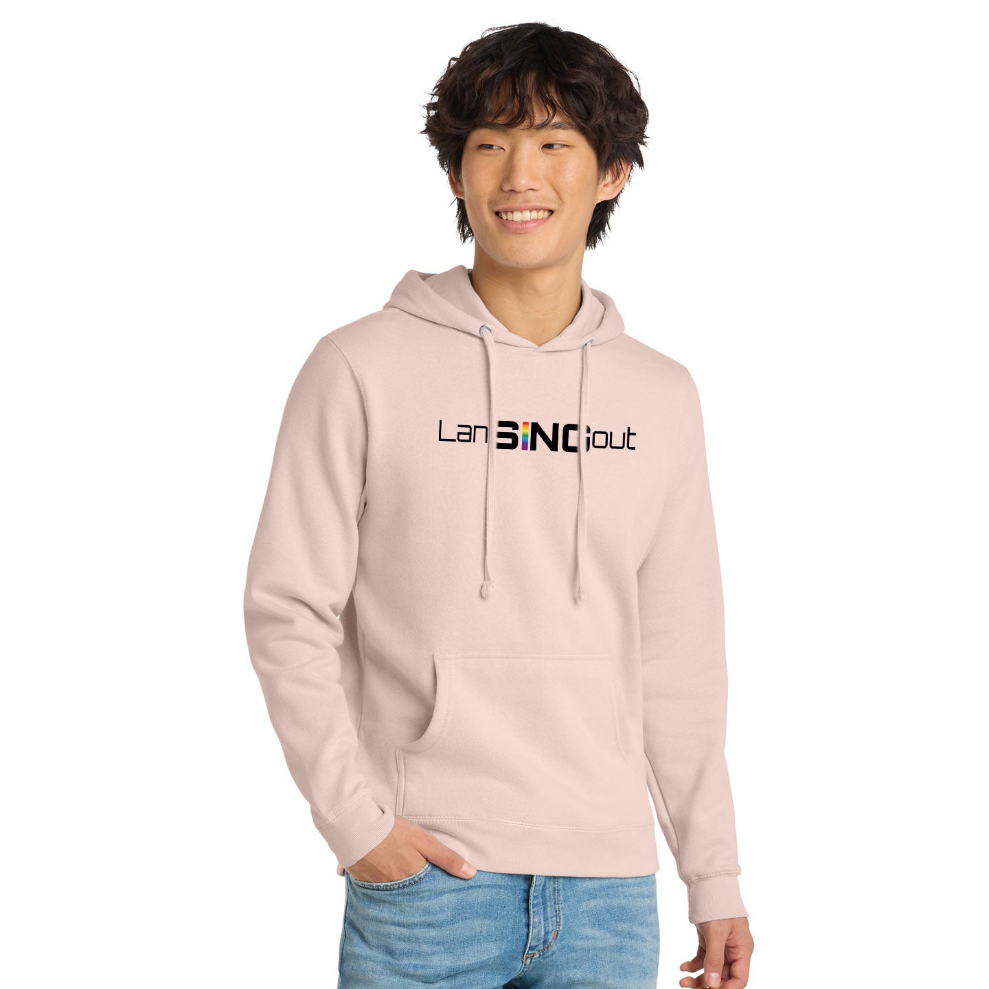LanSINGout - Wide Logo Printed Unisex District VIT Fleece Pullover Hoodie