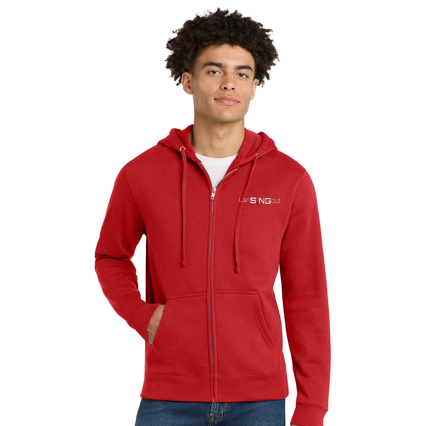 LanSINGout - Wide Logo Unisex District VIT Fleece Zip Hoodie