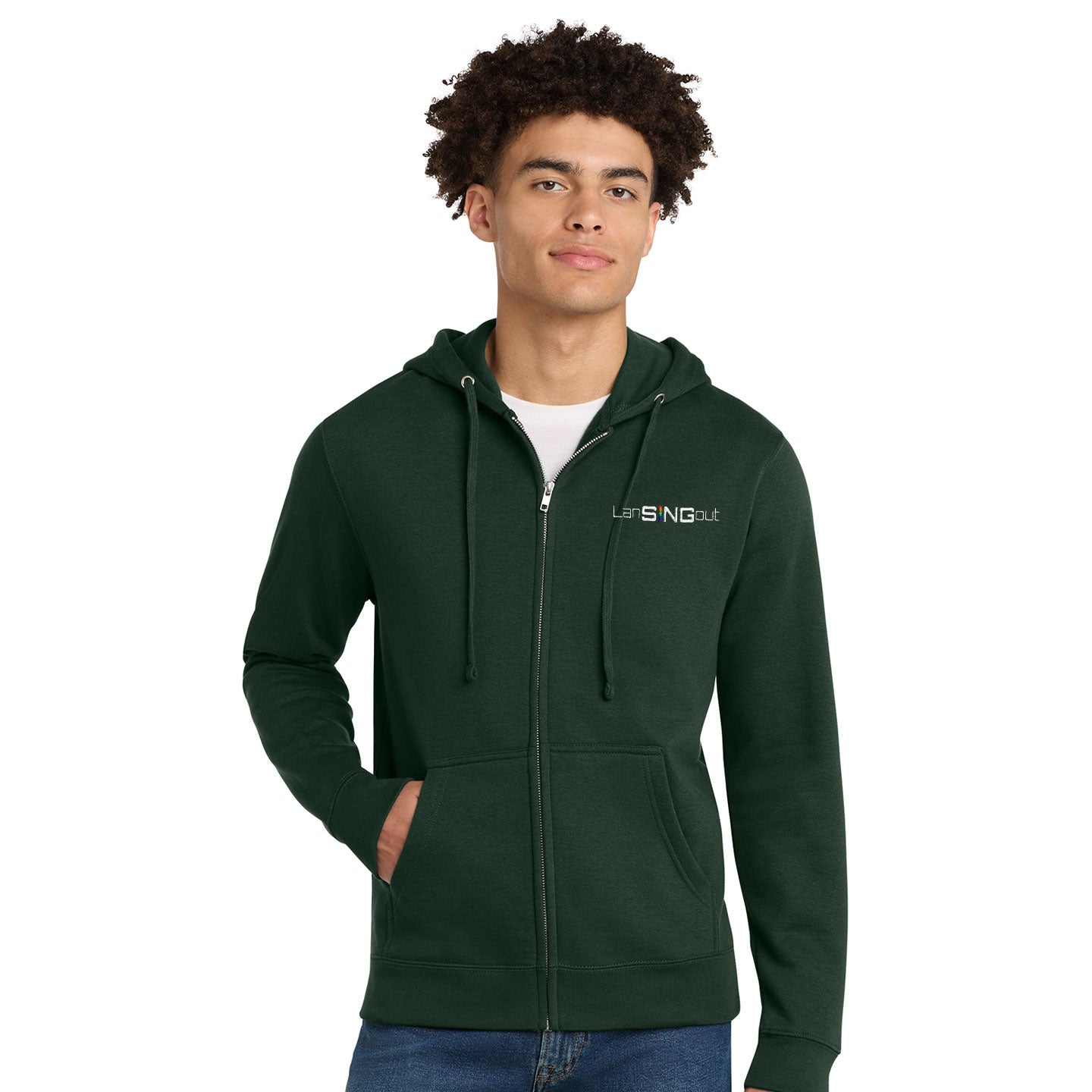 LanSINGout - Wide Logo Unisex District VIT Fleece Zip Hoodie