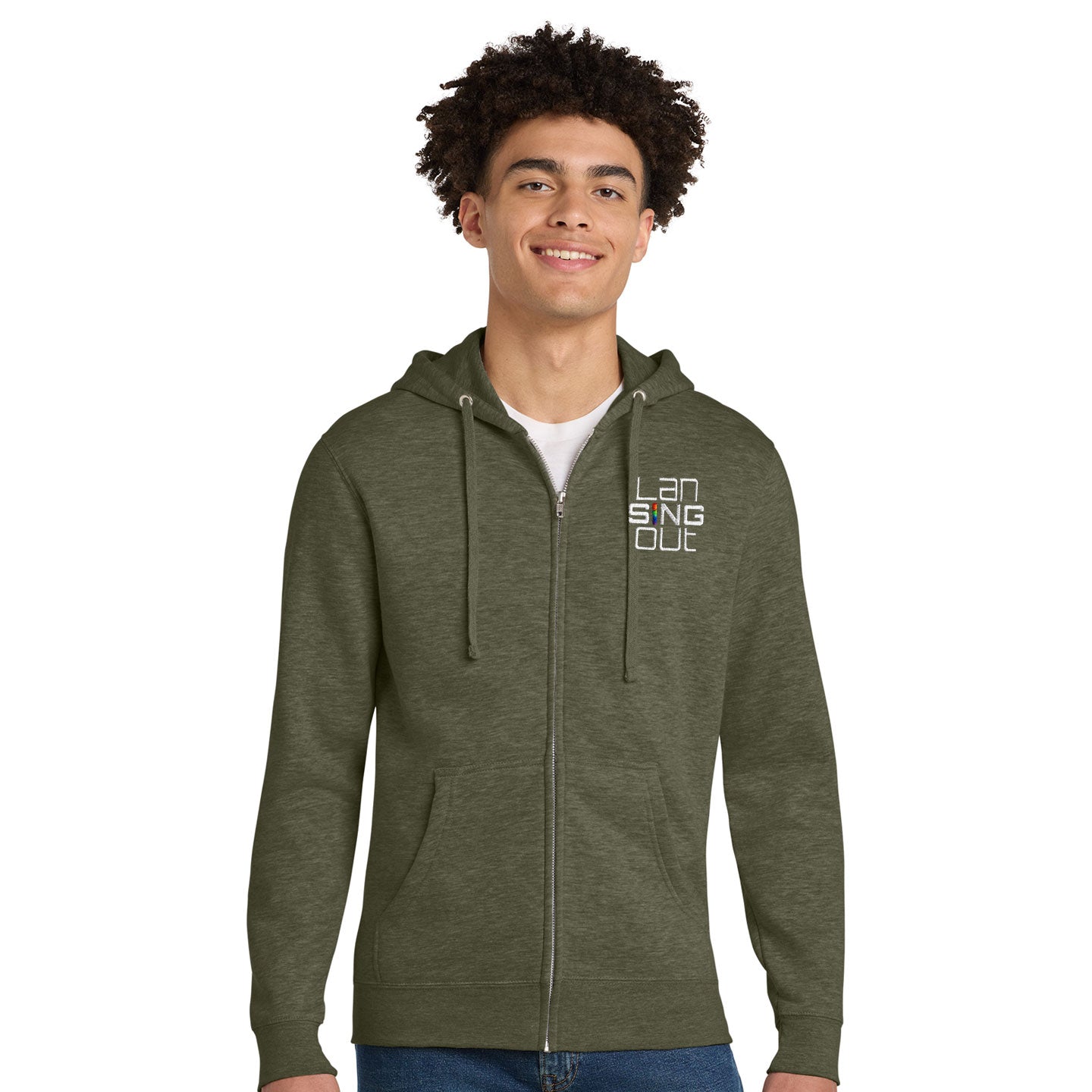 LanSINGout - Stacked Logo Unisex District VIT Fleece Zip Hoodie