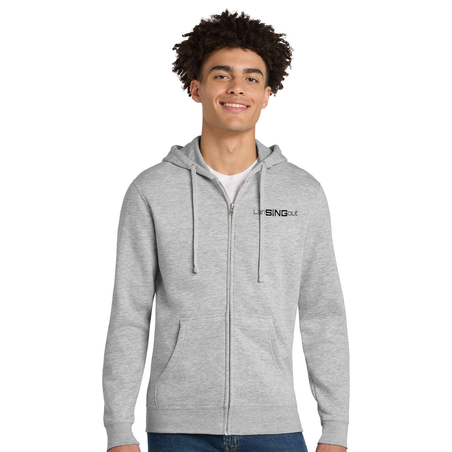 LanSINGout - Wide Logo Unisex District VIT Fleece Zip Hoodie