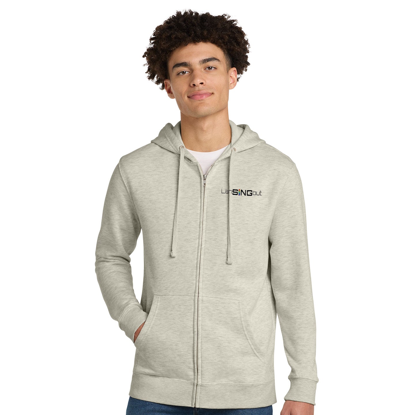 LanSINGout - Wide Logo Unisex District VIT Fleece Zip Hoodie