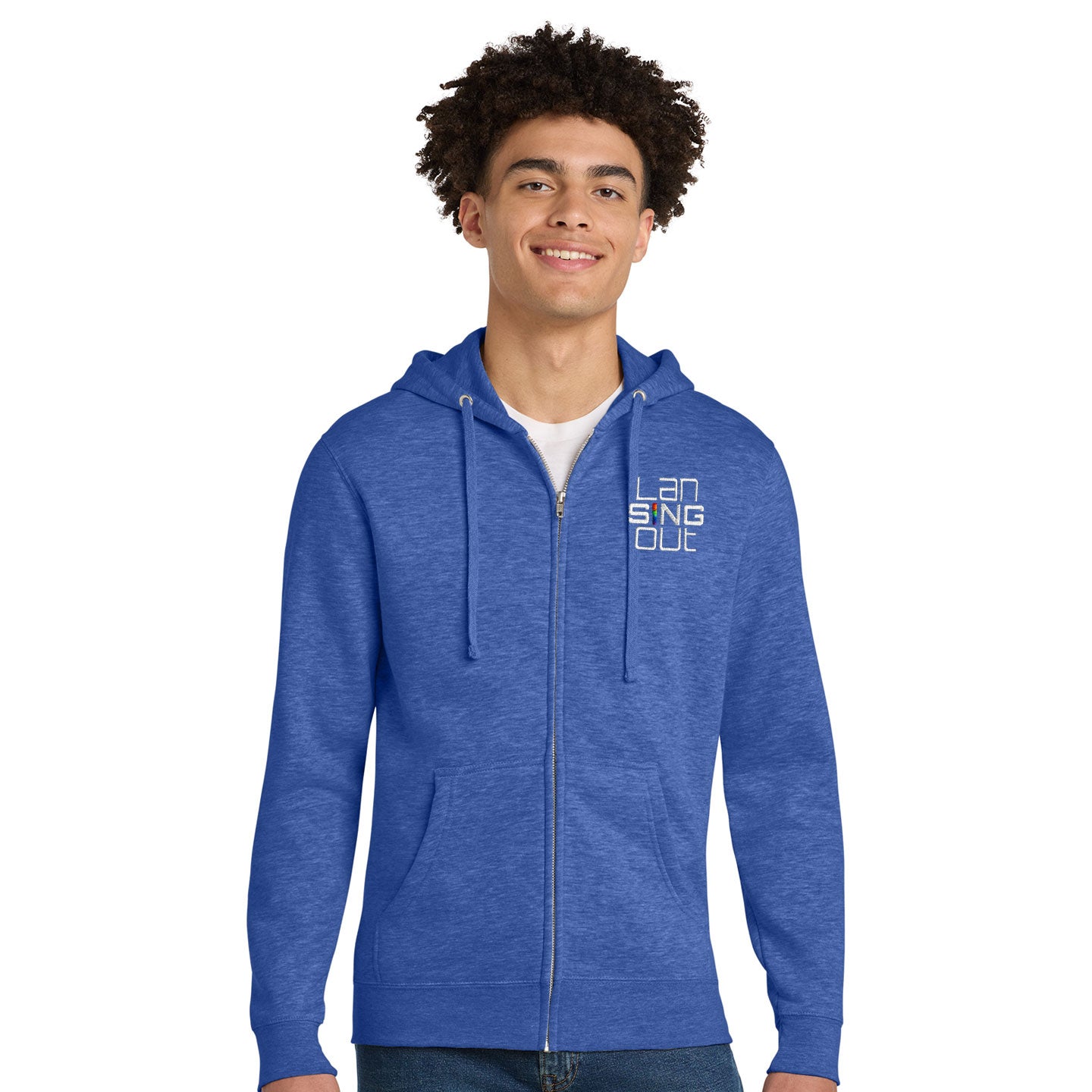 LanSINGout - Stacked Logo Unisex District VIT Fleece Zip Hoodie