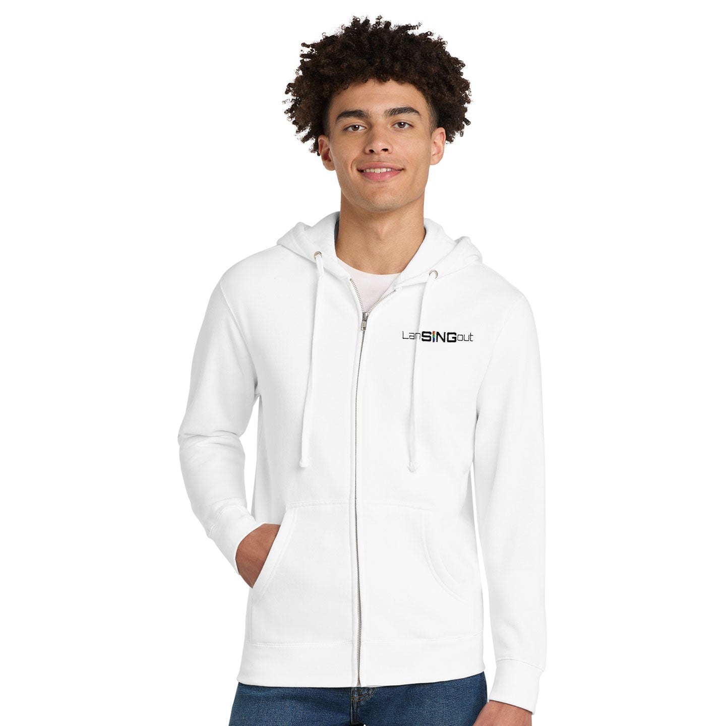 LanSINGout - Wide Logo Unisex District VIT Fleece Zip Hoodie