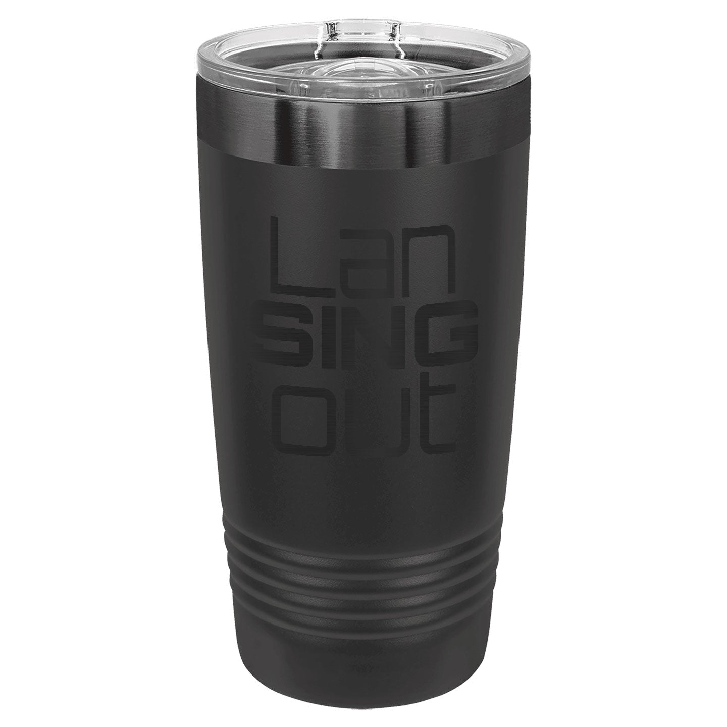 LanSINGout - Stacked Logo Ghost Black Engraved Polar Camel 20oz Tumbler