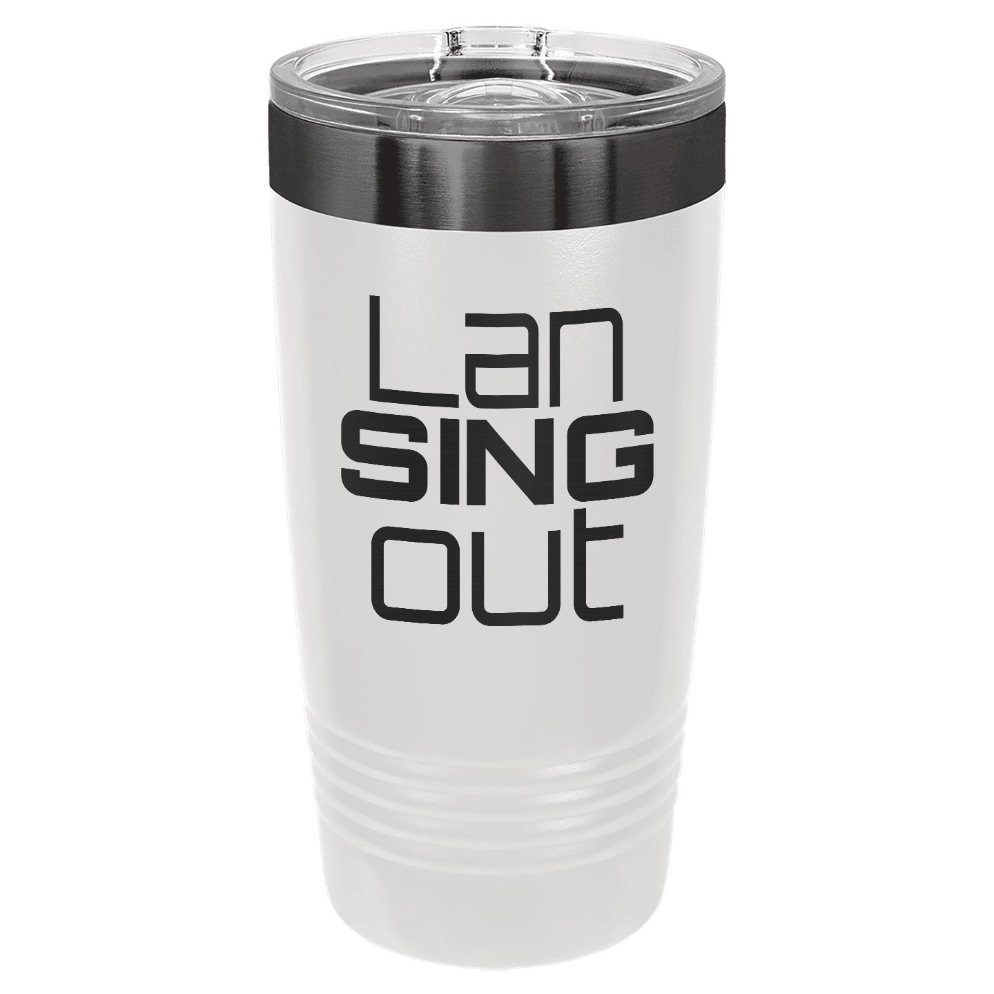 LanSINGout - Stacked Logo Ghost Black Engraved Polar Camel 20oz Tumbler