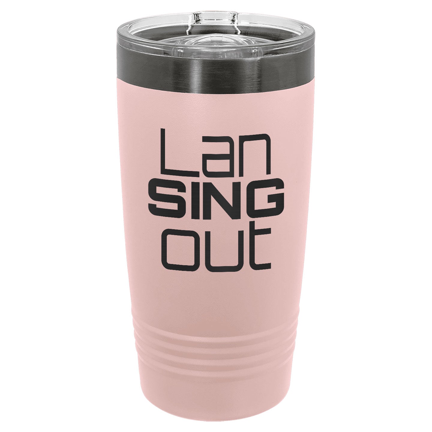 LanSINGout - Stacked Logo Ghost Black Engraved Polar Camel 20oz Tumbler