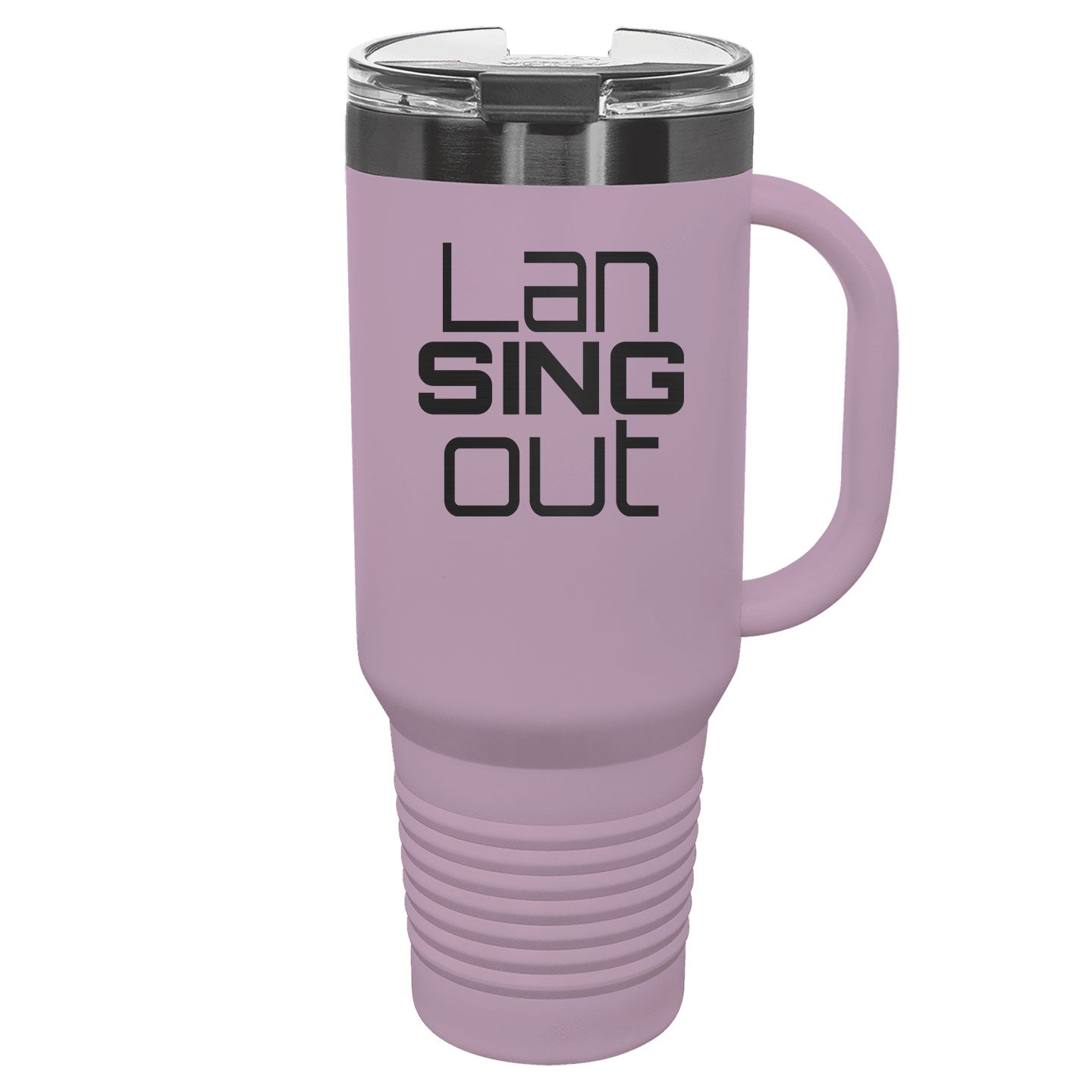 LanSINGout - Stacked Logo Ghost Black Engraved Polar Camel 40oz Travel Mug