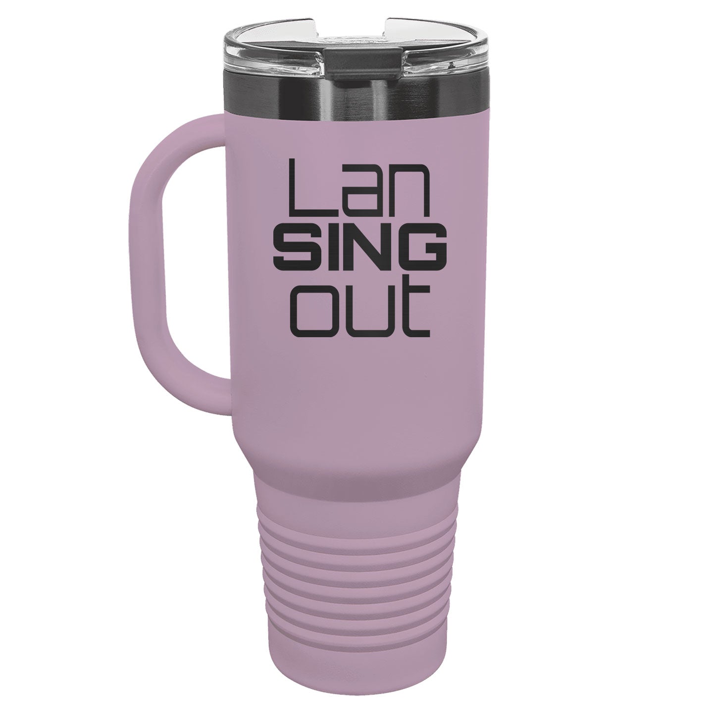 LanSINGout - Stacked Logo Ghost Black Engraved Polar Camel 40oz Travel Mug
